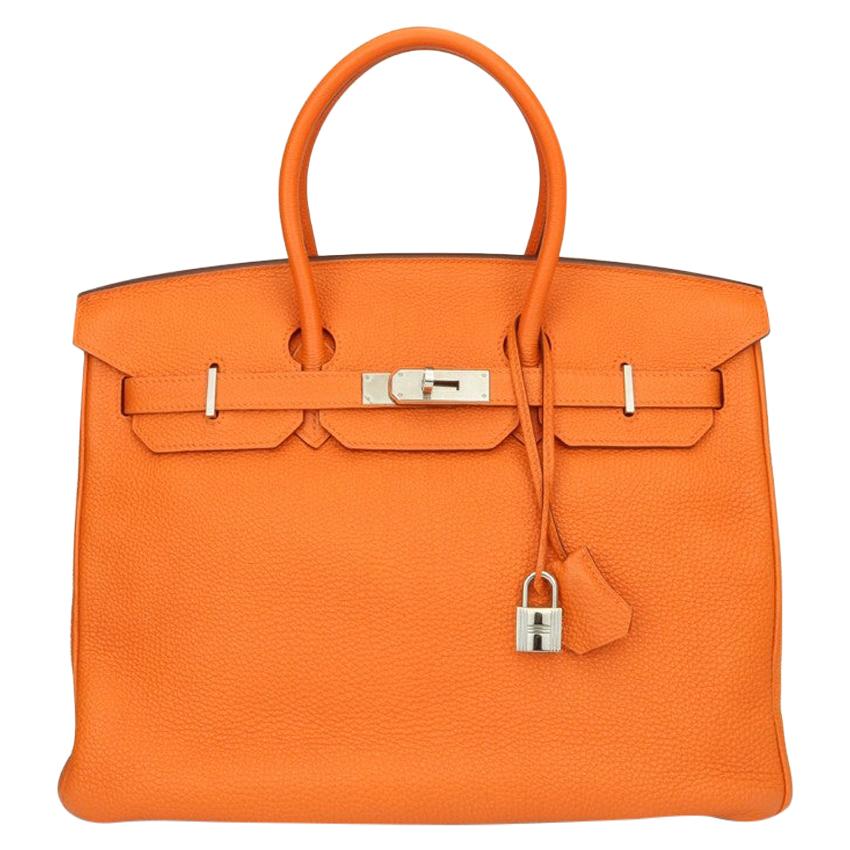 Hermes Orange Togo Leather 35cm Birkin