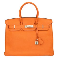 Hermes Orange Togo Leather 35cm Birkin