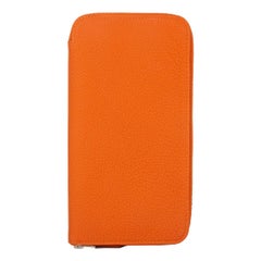 HERMES orange Togo leather AZAP CLASSIC Wallet