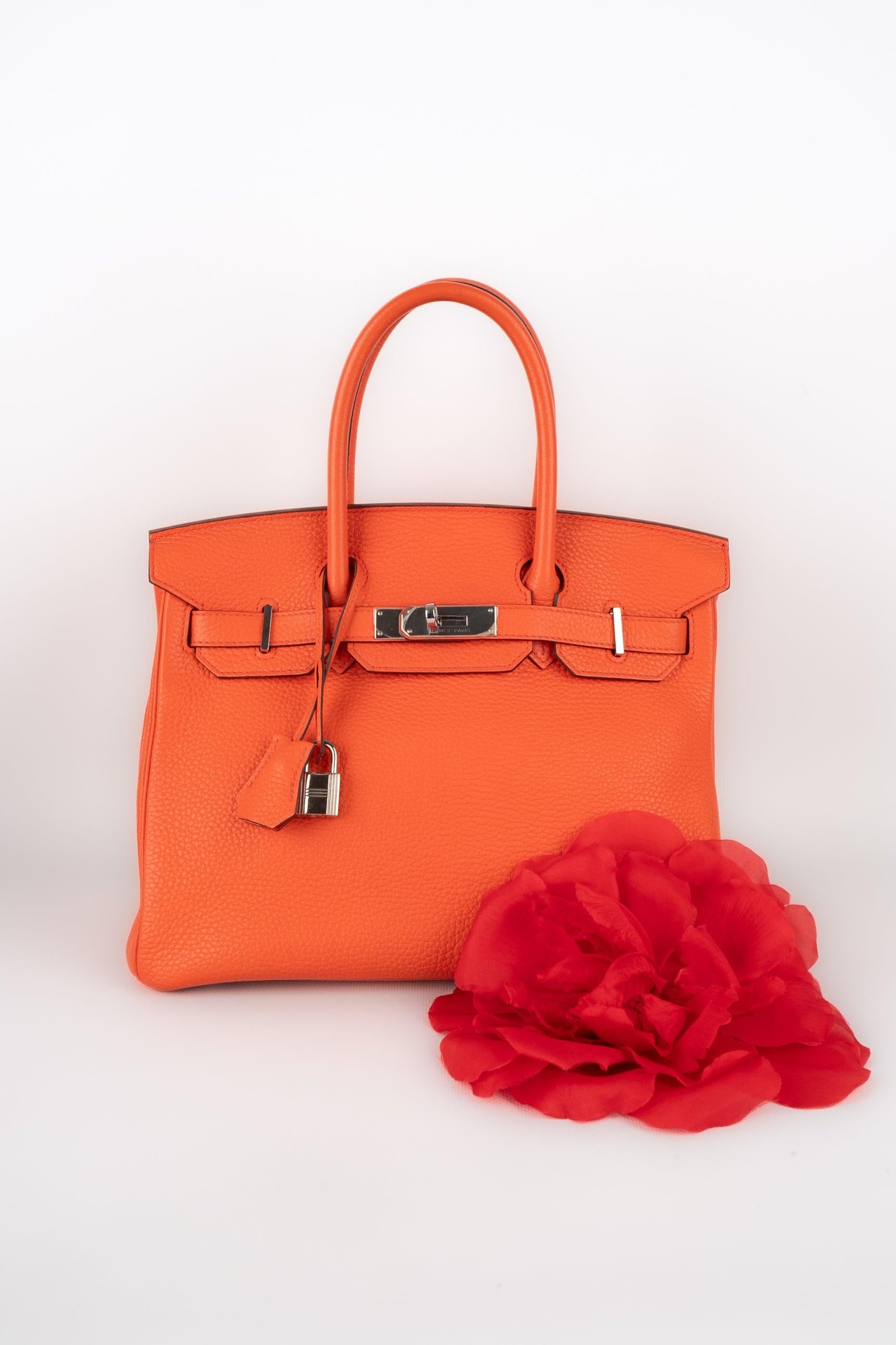 Hermes Orange Togo Leather Birkin Bag, 2016 For Sale 7