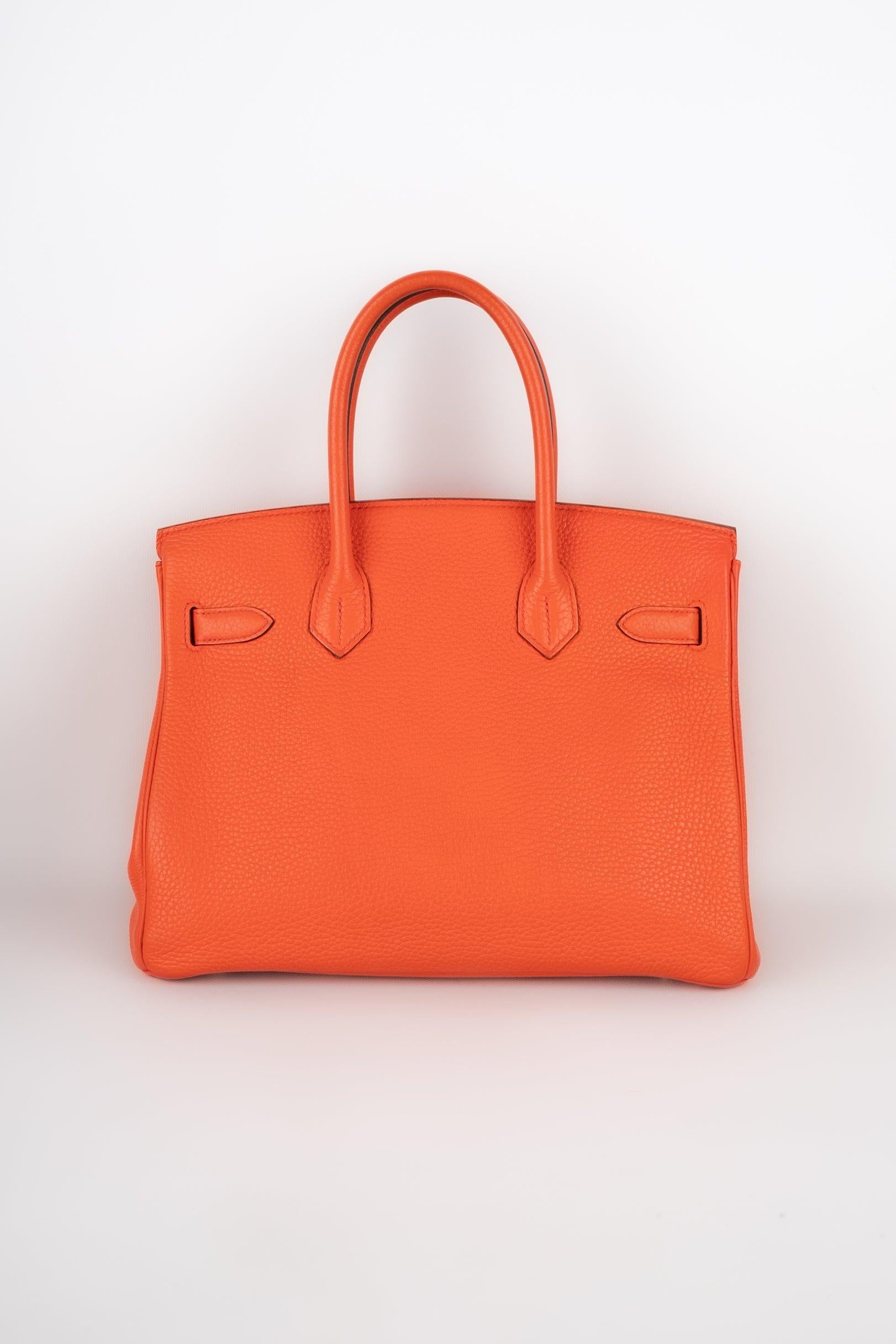 Hermes Orange Togo Leather Birkin Bag, 2016 In Excellent Condition For Sale In SAINT-OUEN-SUR-SEINE, FR