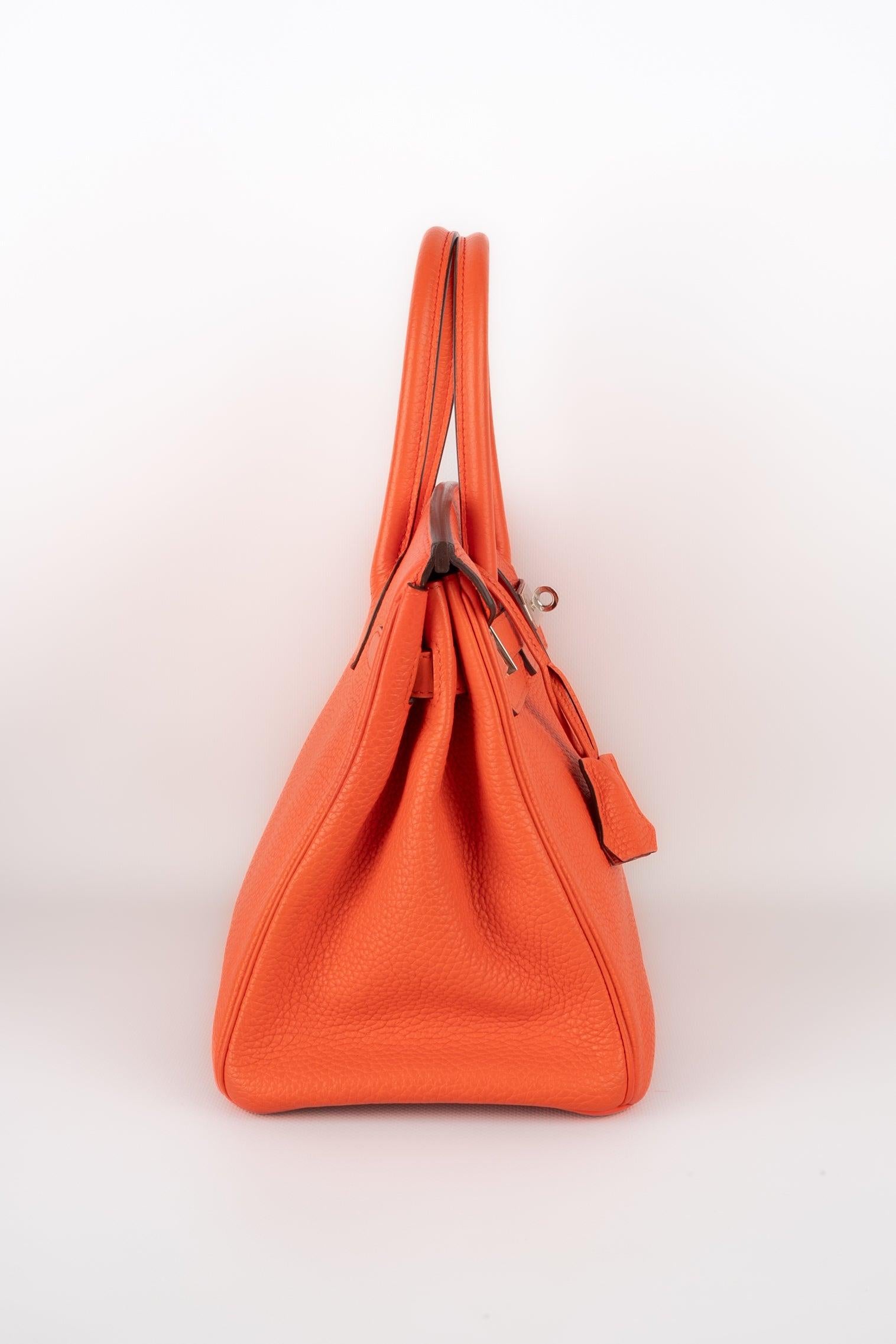 Women's Hermes Orange Togo Leather Birkin Bag, 2016 For Sale