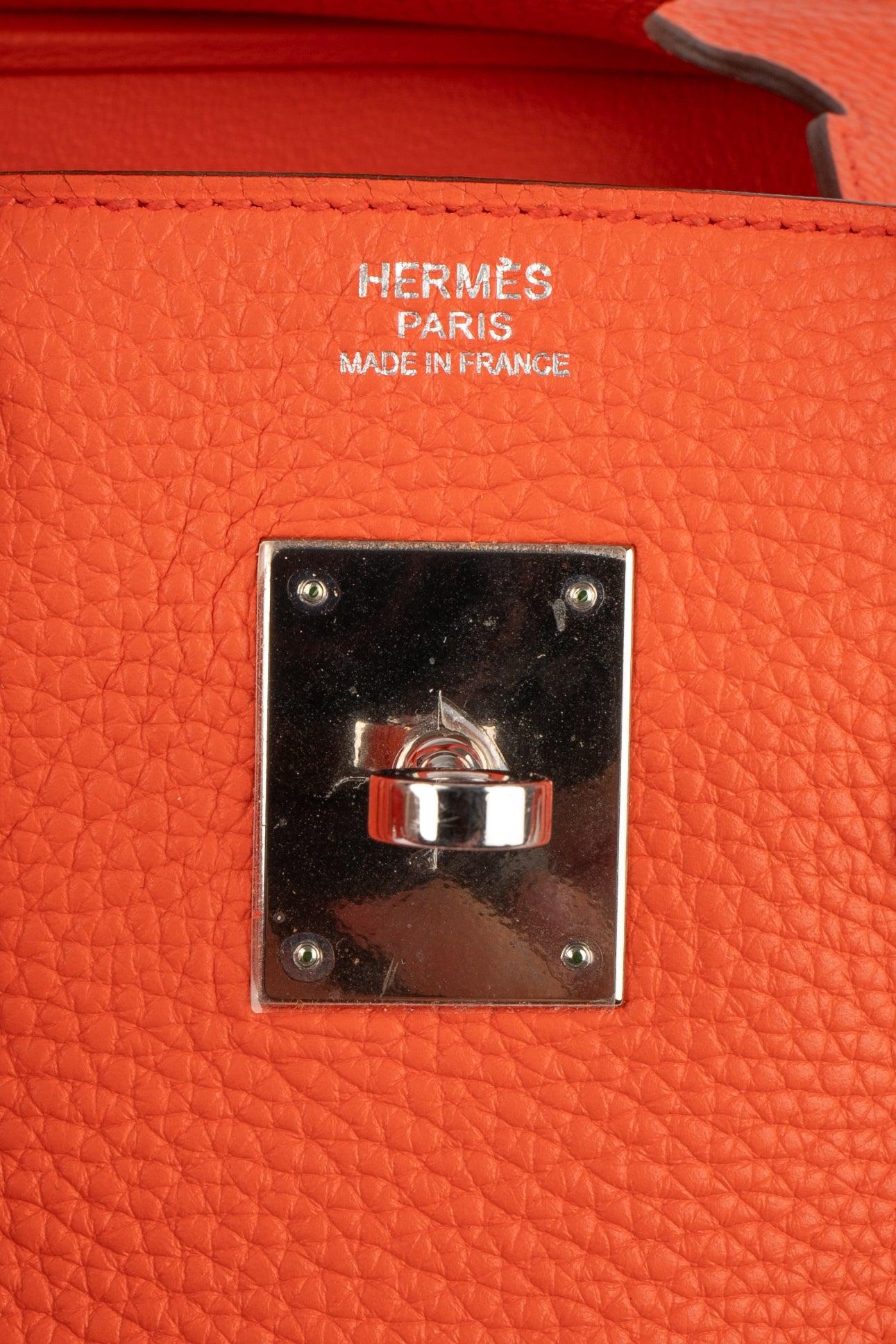 Hermes Orange Togo Leather Birkin Bag, 2016 For Sale 4