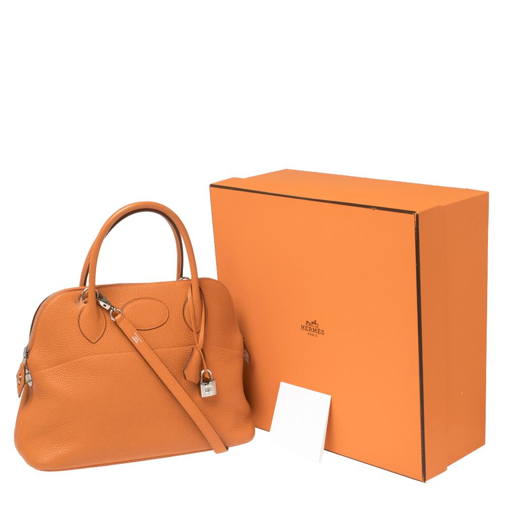 Hermes Orange Togo Leather Bolide 31 Bag 8