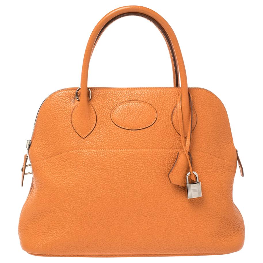 Hermes Orange Togo Leather Bolide 31 Bag