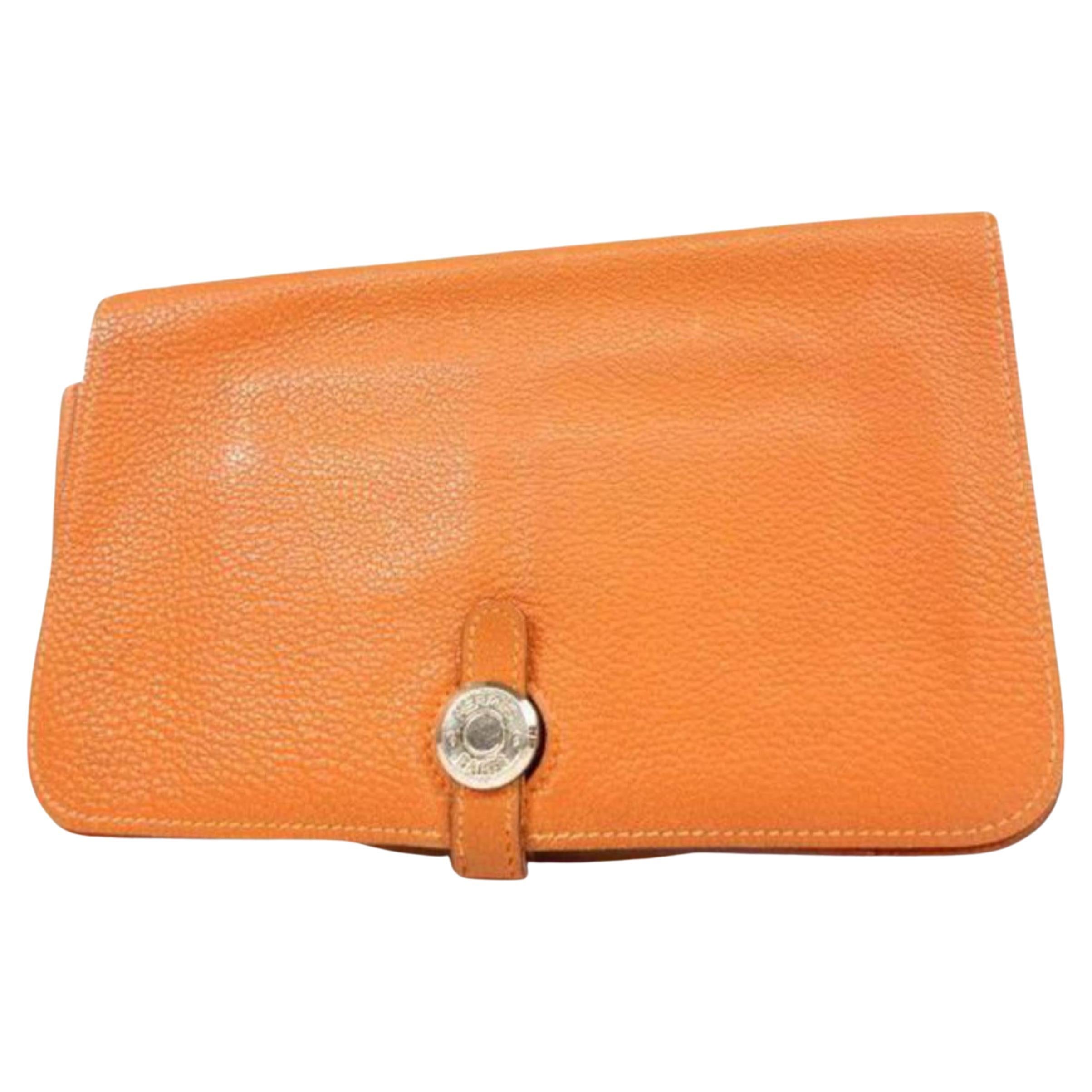 Hermès Orange Togo Leder Dogon Geldbörse 232H857 im Angebot