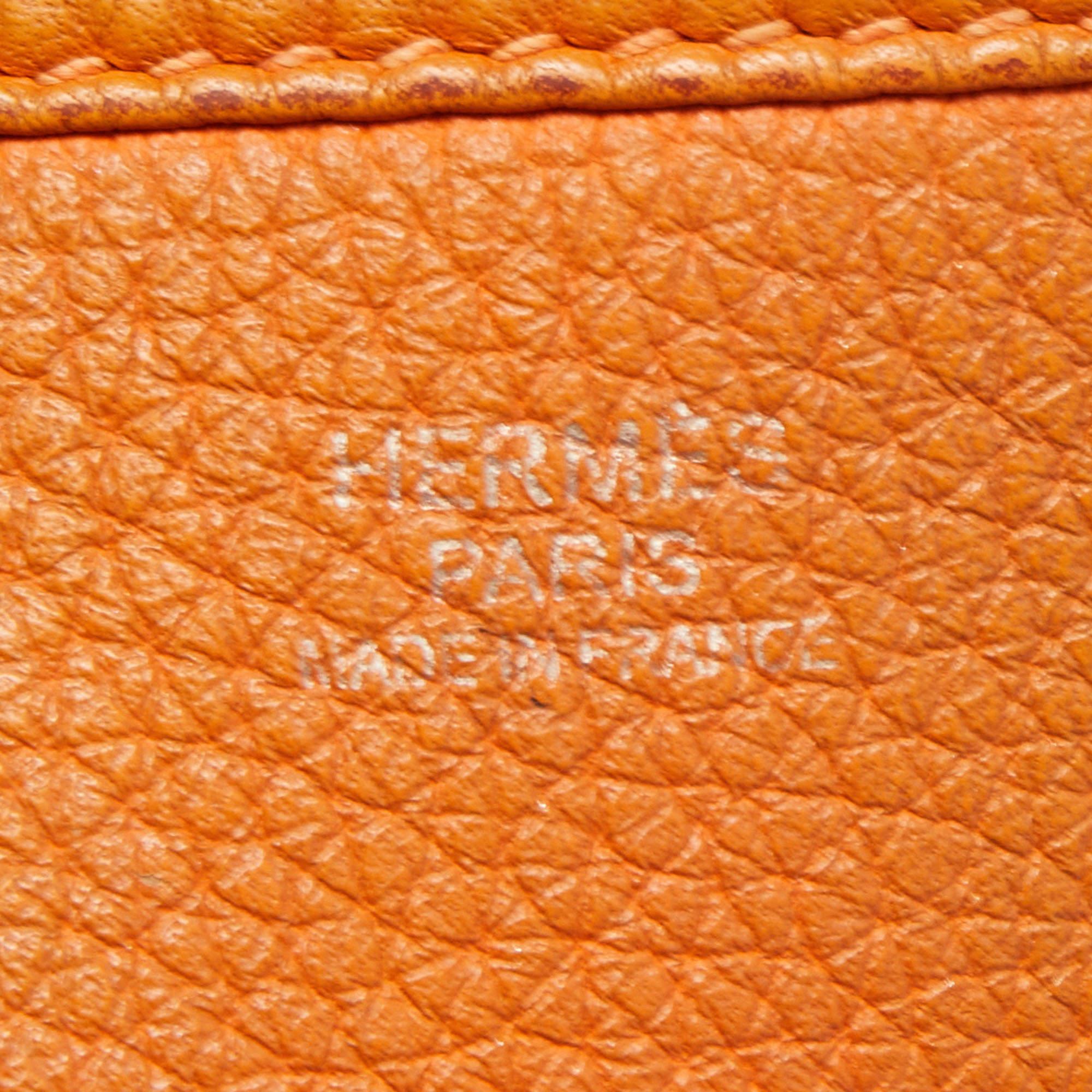 Hermes Orange Togo Leather Evelyne I GM Bag 9