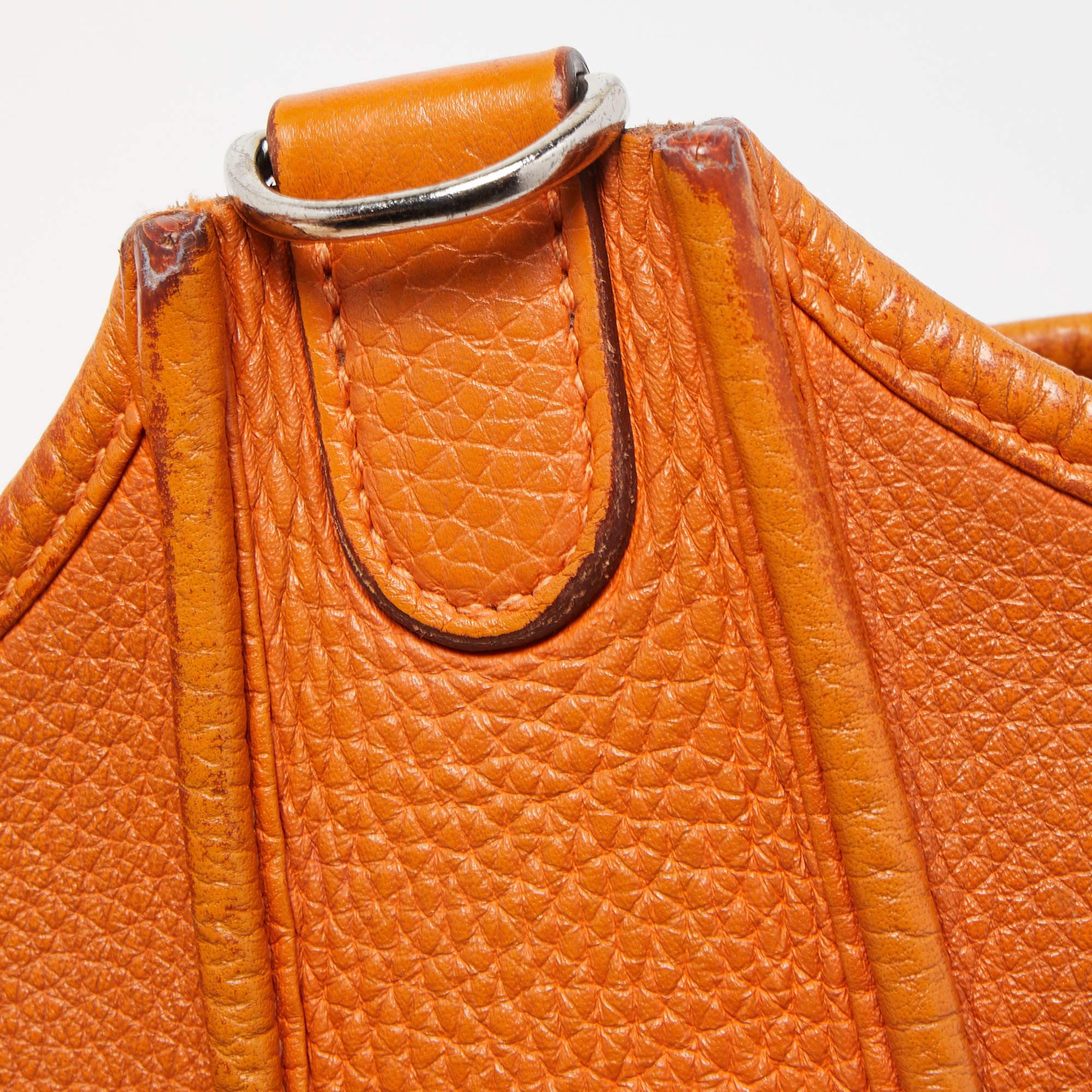 Hermes Orange Togo Leather Evelyne I GM Bag 10