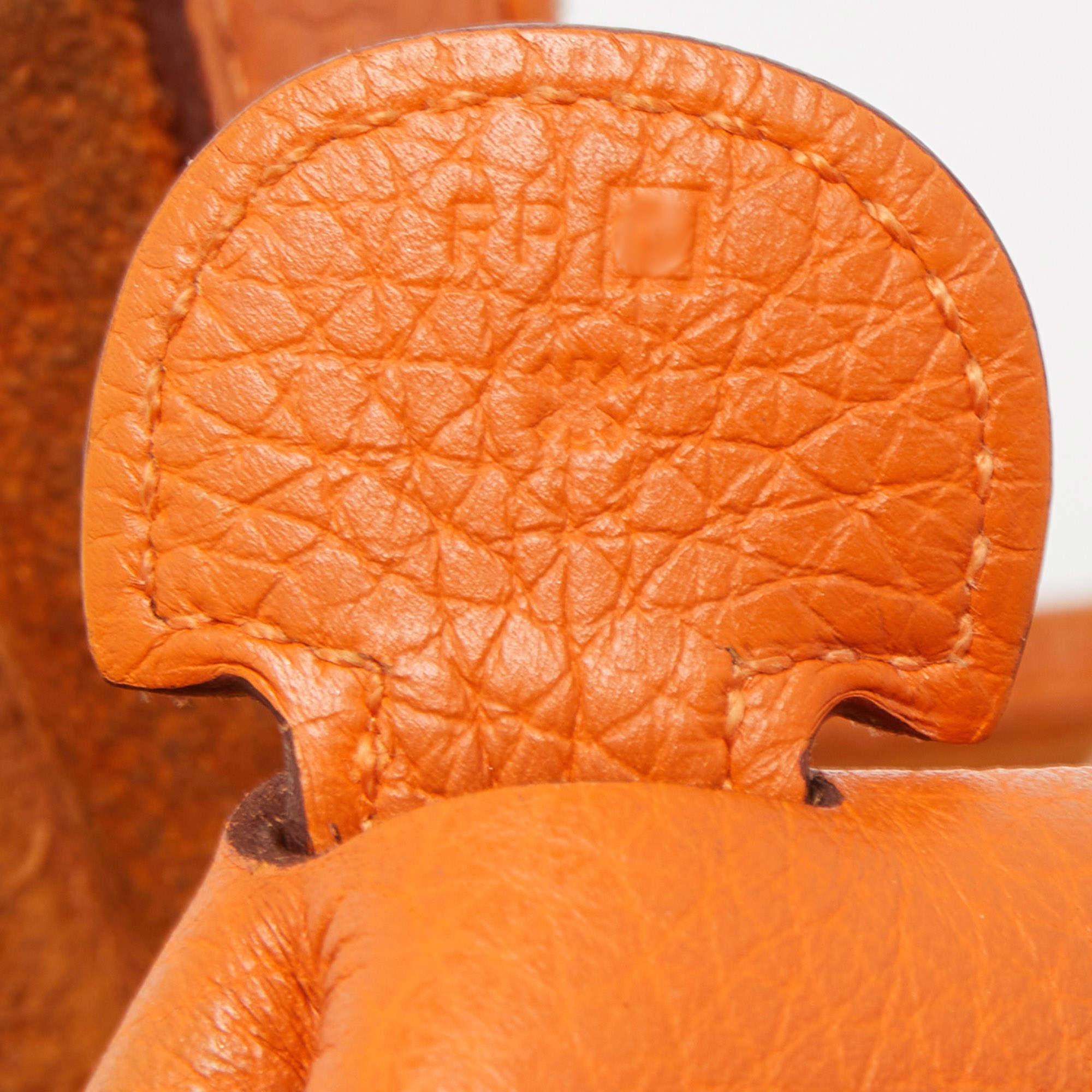Hermes Orange Togo Leather Evelyne I GM Bag 15