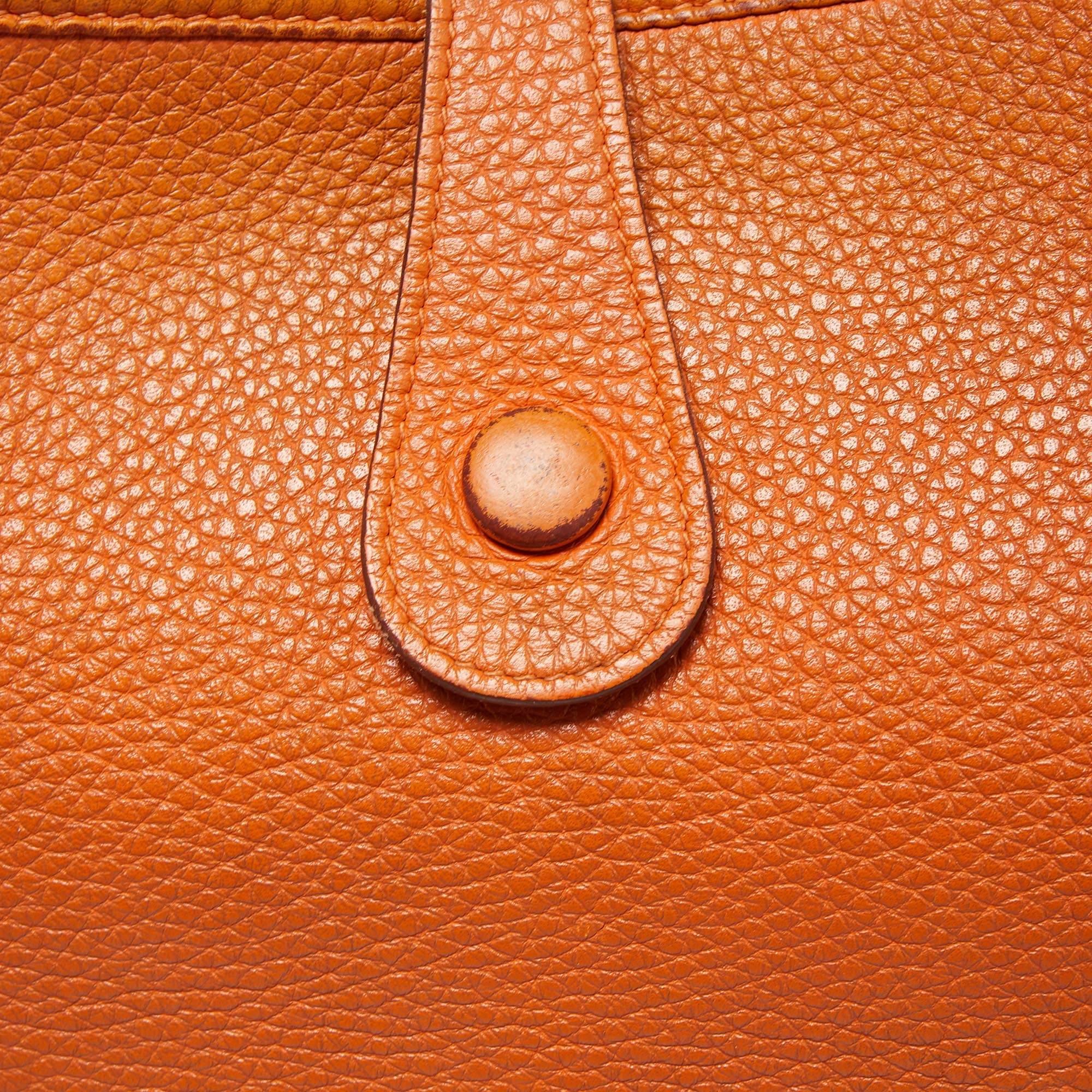 Hermes Orange Togo Leather Evelyne I GM Bag In Fair Condition In Dubai, Al Qouz 2
