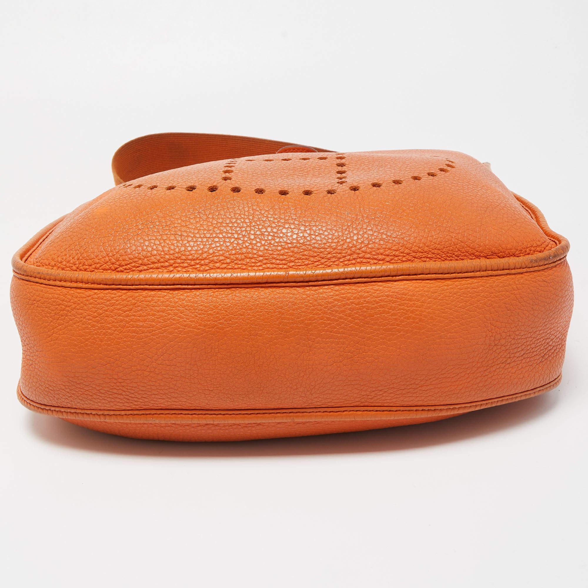 Hermes Orange Togo Leather Evelyne I GM Bag 1