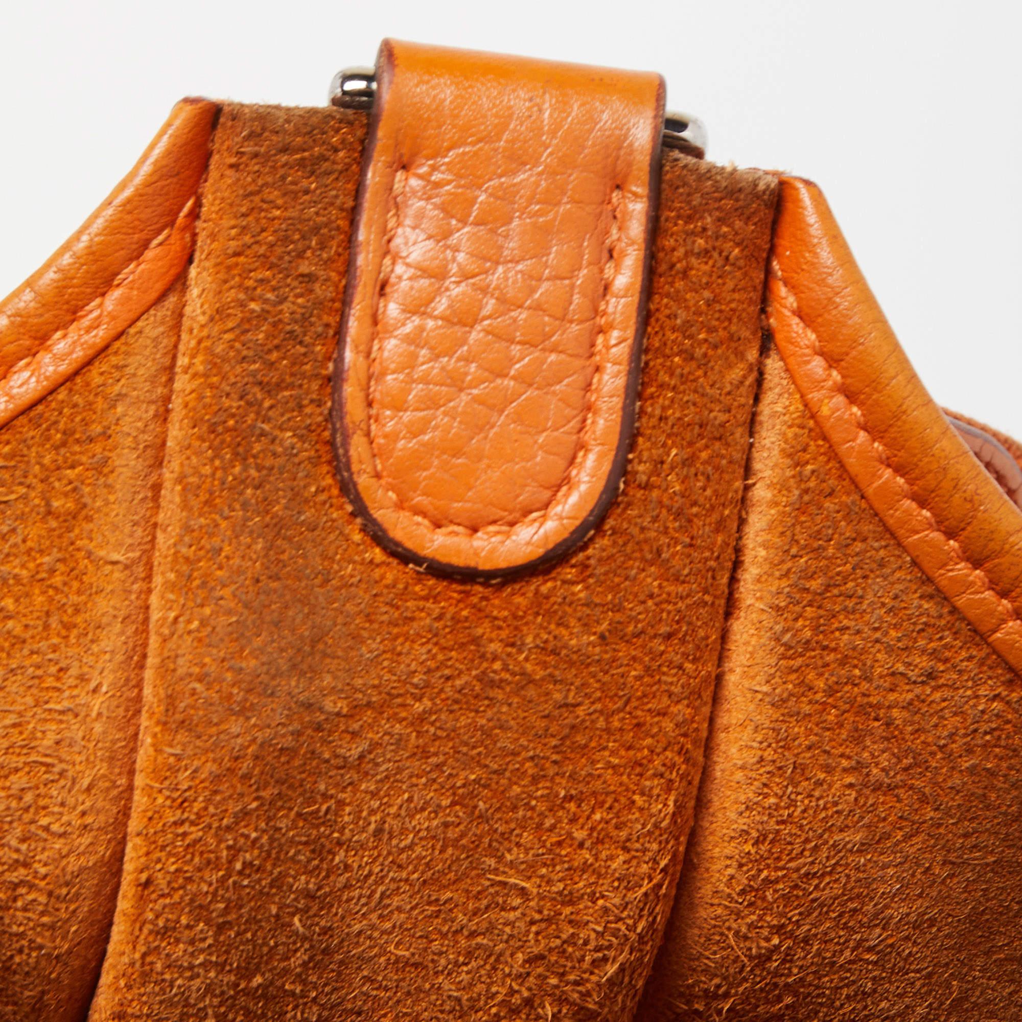 Hermes Orange Togo Leather Evelyne I GM Bag 5