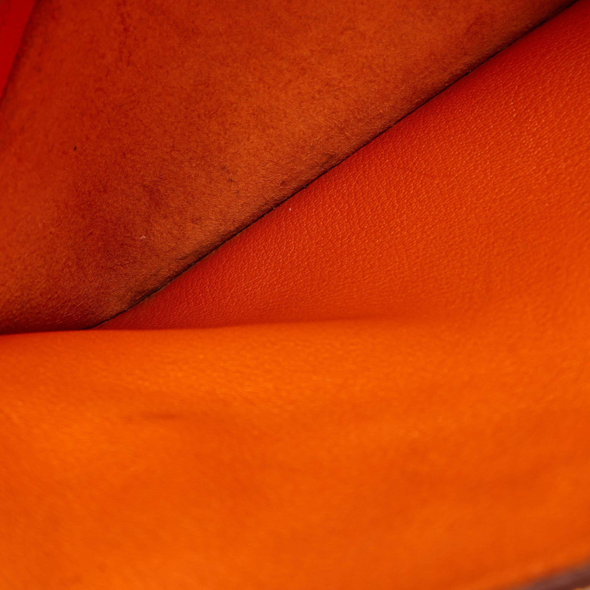 Hermes Orange Togo Leather Gold Hardware HAC Birkin 32 Bag For Sale 11