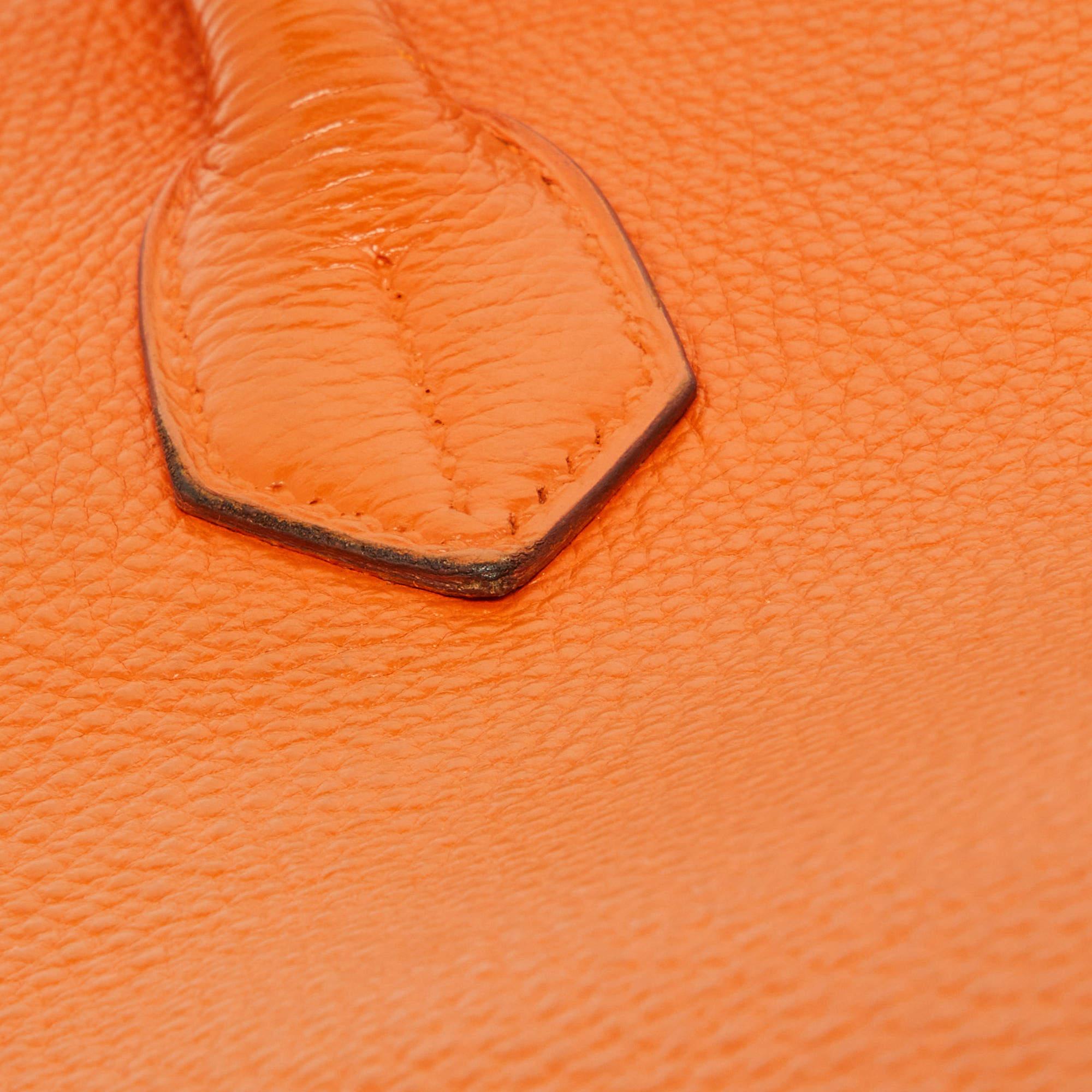 Hermes Orange Togo Leather Gold Hardware HAC Birkin 32 Bag For Sale 14