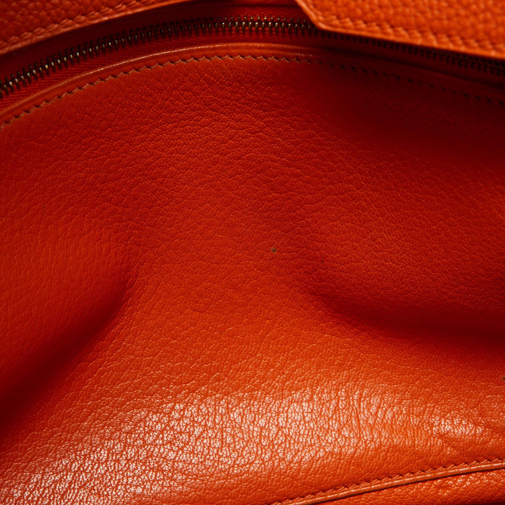 Hermes Orange Togo Leather Gold Hardware HAC Birkin 32 Bag Pour femmes en vente