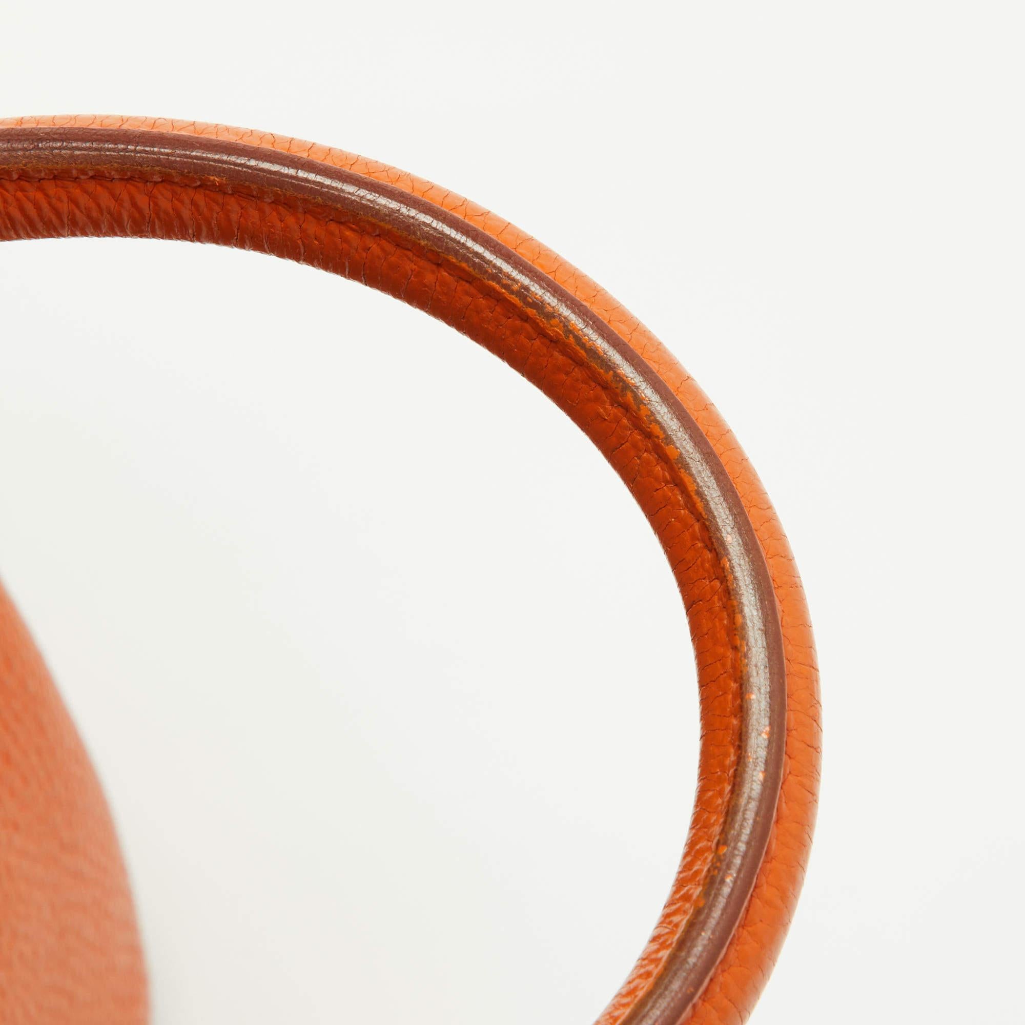 Hermes Orange Togo Leather Gold Hardware HAC Birkin 32 Bag For Sale 4