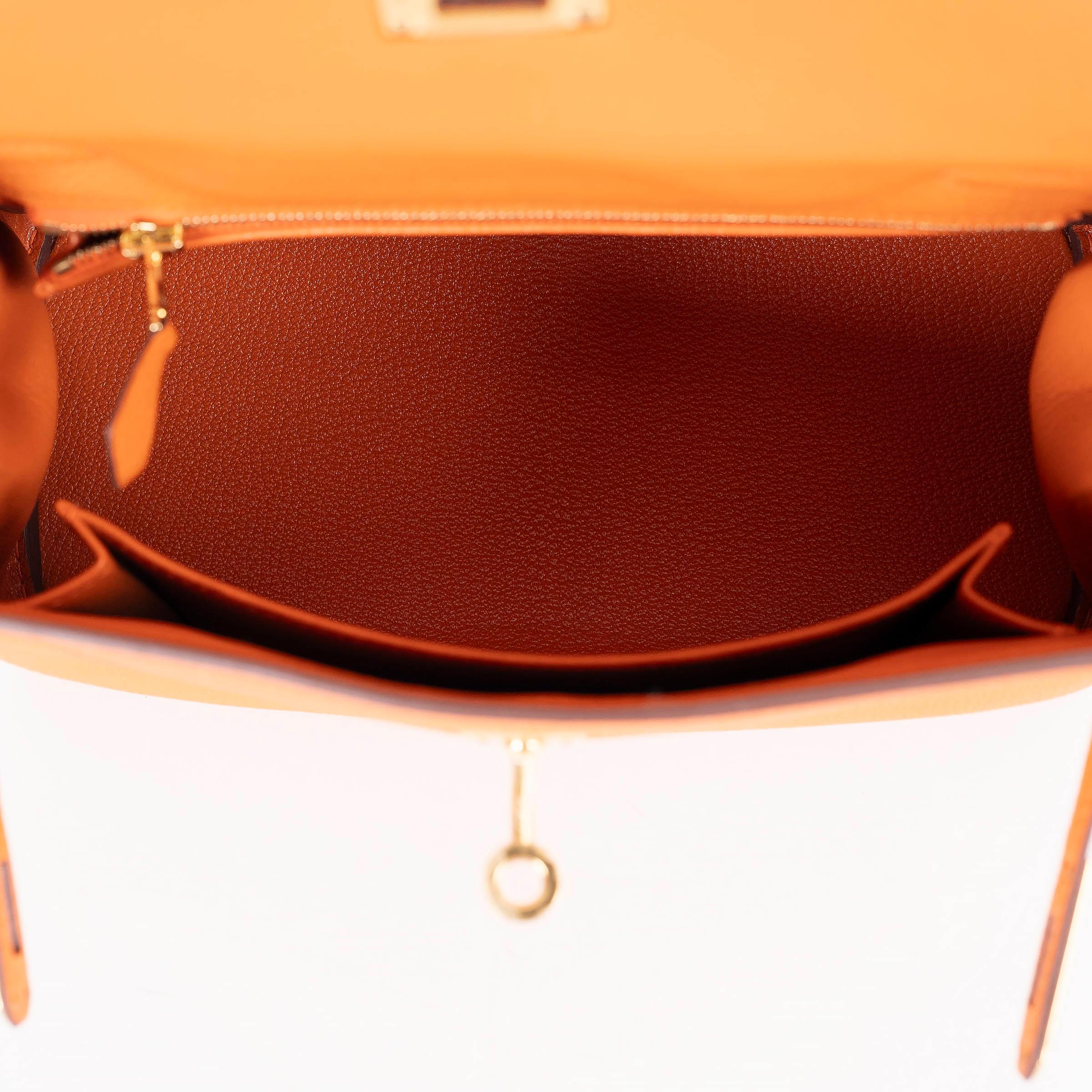 HERMES orange Togoleder KELLY 35 REOUTNE Tasche mit Gold Damen im Angebot