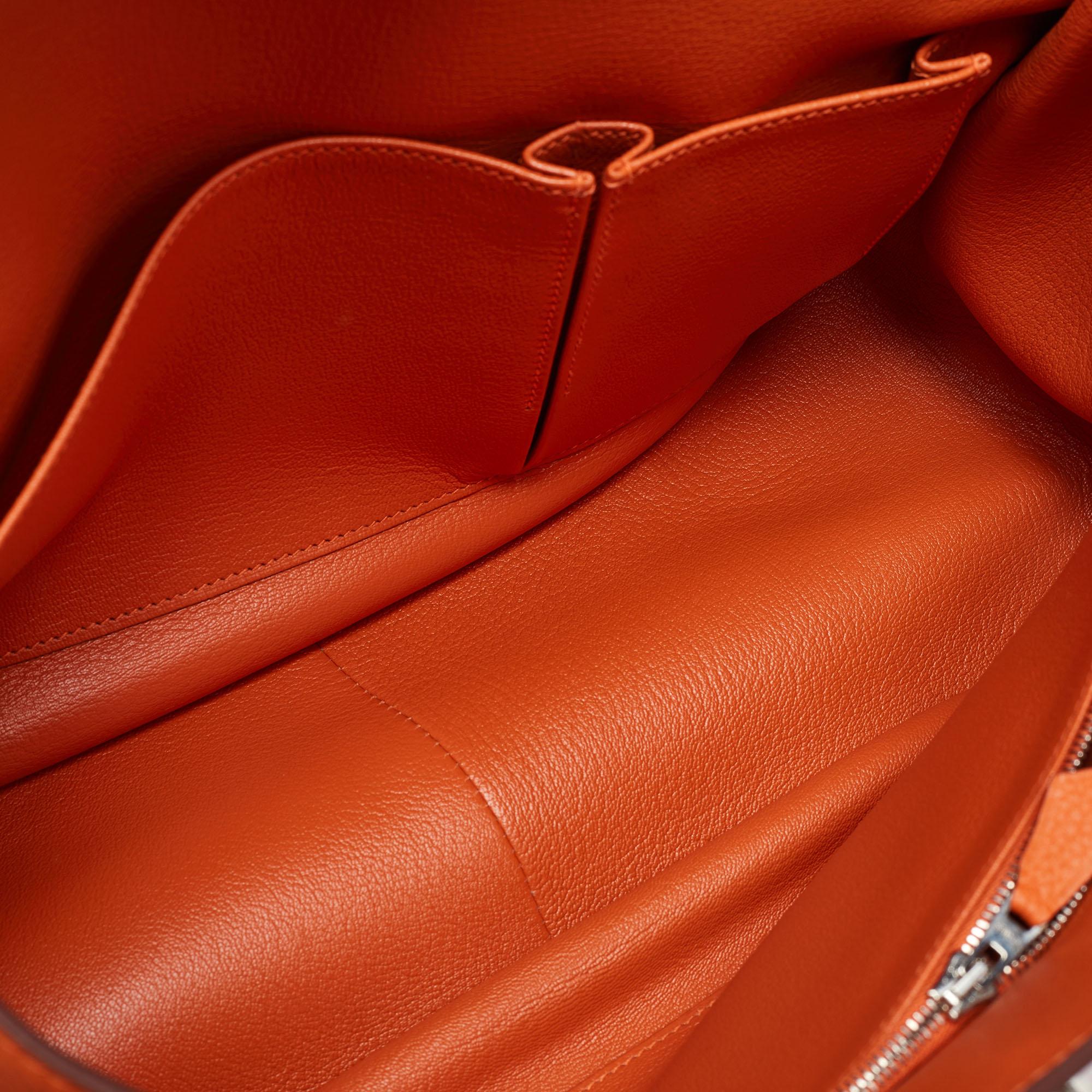 Hermès Orange Togo Leather Palladium Finish Jypsiere 37 Bag For Sale 6