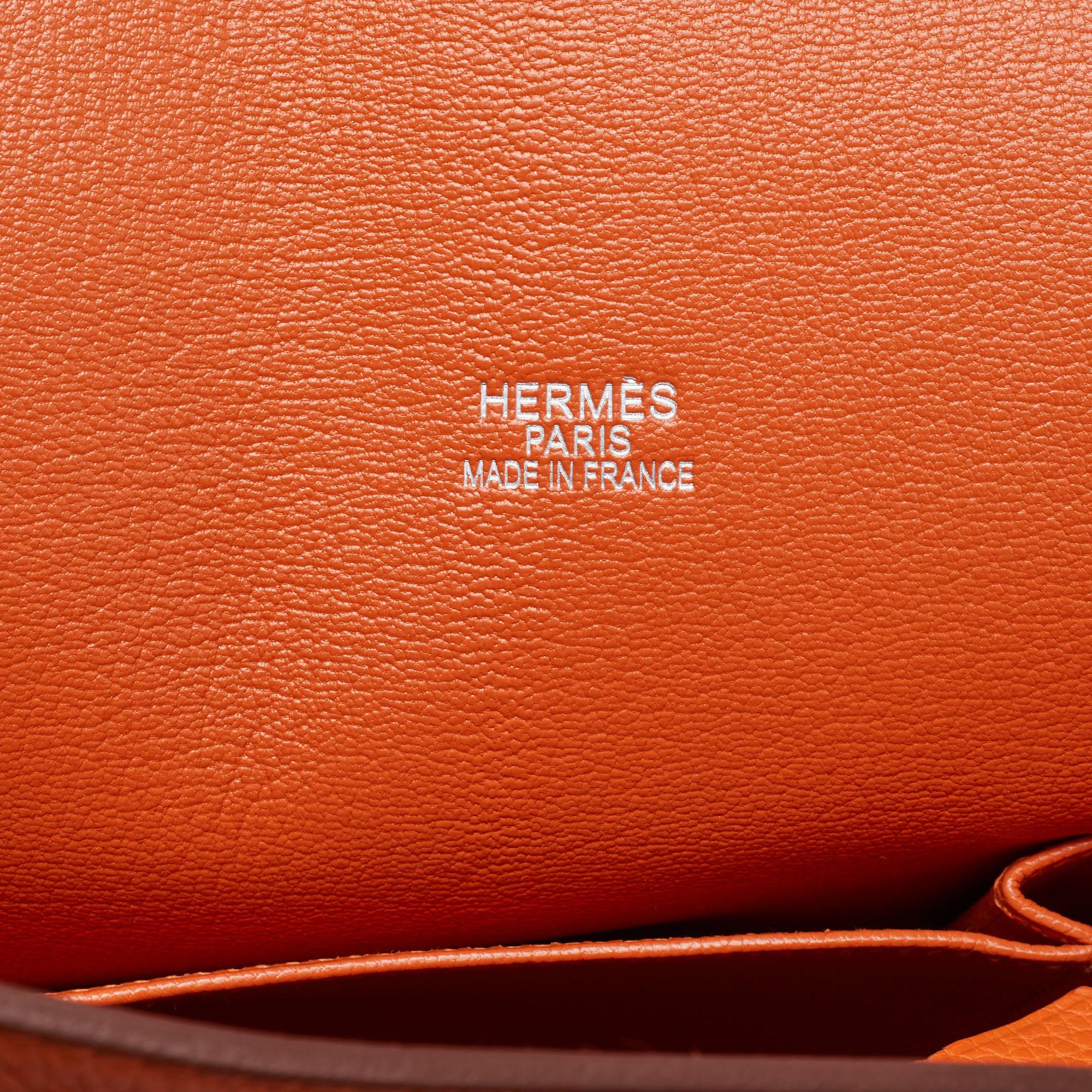 Hermès Orange Togo Cuir Palladium Finish Jypsiere 37 Sac en vente 7