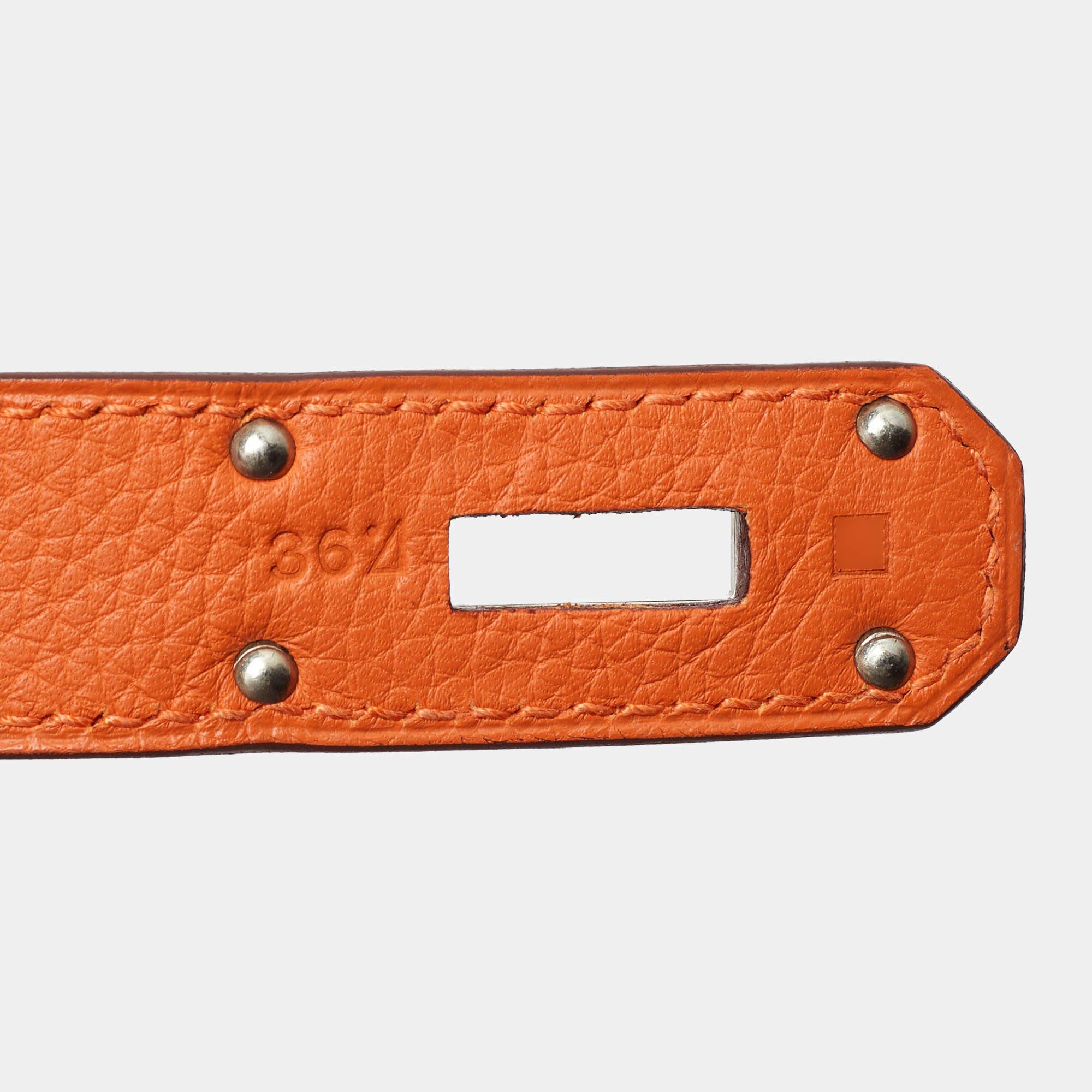 Hermès Orange Togo Leather Palladium Finish Jypsiere 37 Bag For Sale 7