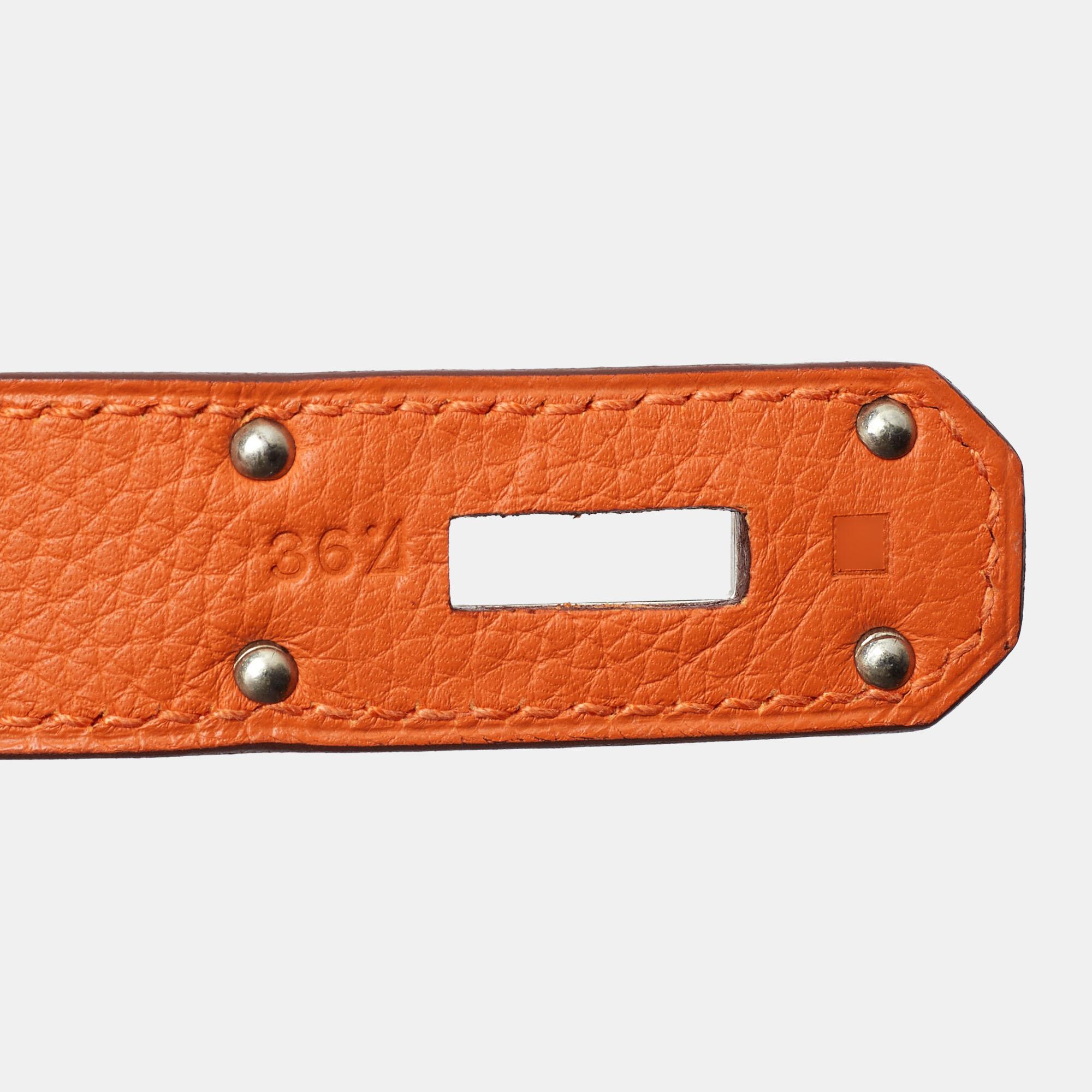 Hermès Orange Togo Leather Palladium Finish Jypsiere 37 Bag For Sale 8