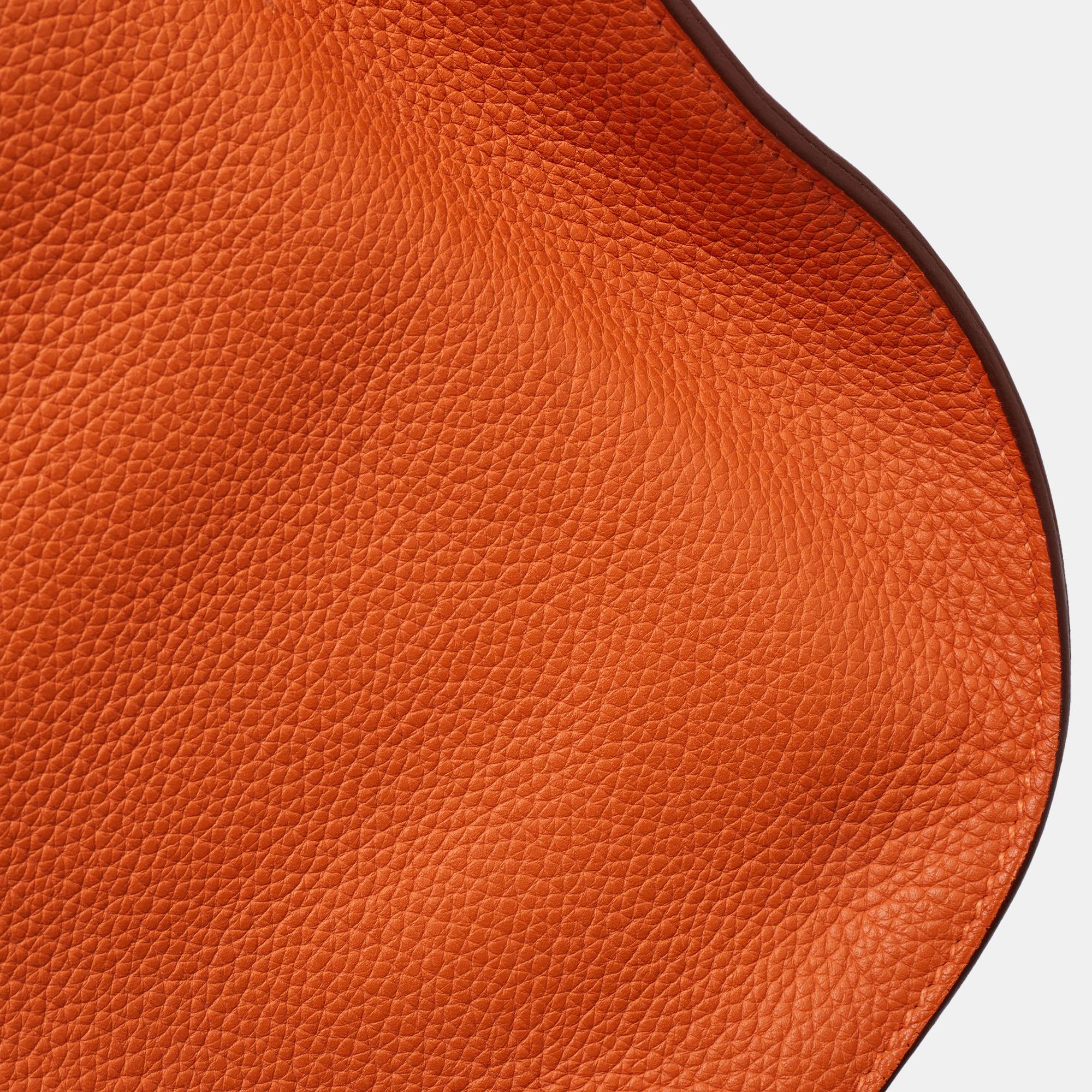 Hermès Orange Togo Leather Palladium Finish Jypsiere 37 Bag For Sale 10