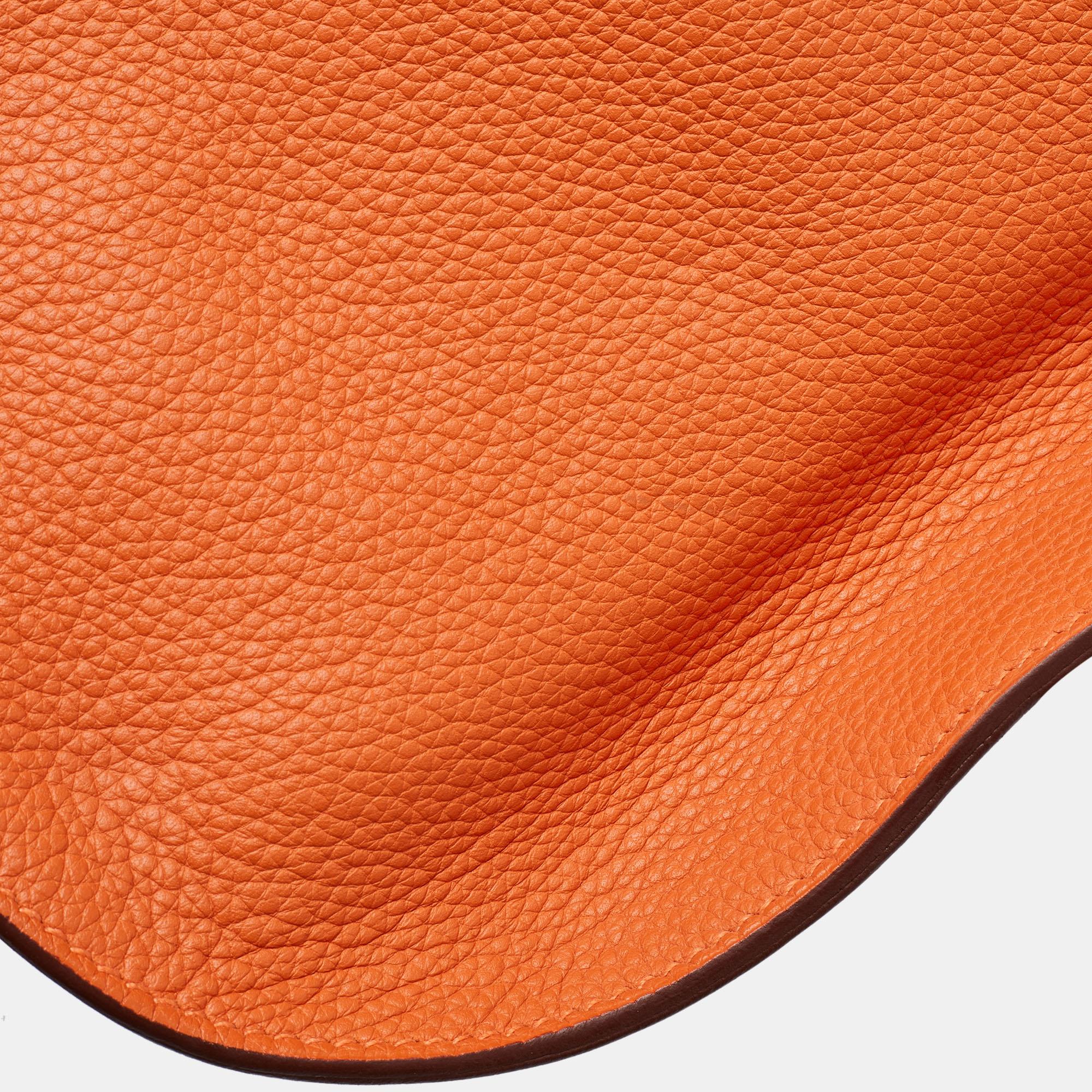 Hermès Orange Togo Leather Palladium Finish Jypsiere 37 Bag For Sale 11