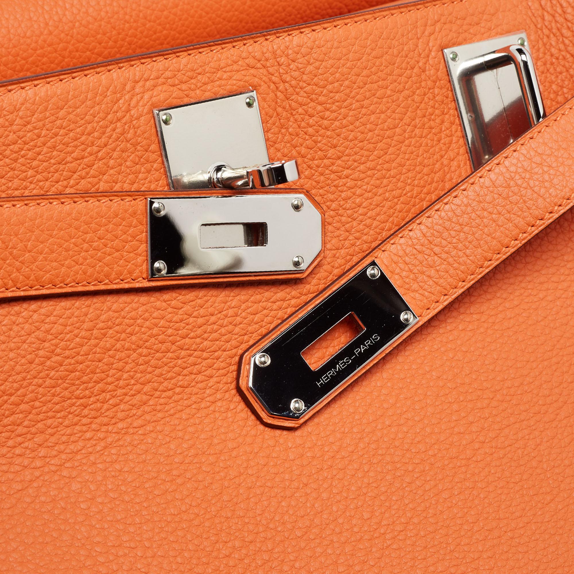 Hermès Orange Togo Leather Palladium Finish Jypsiere 37 Bag For Sale 13