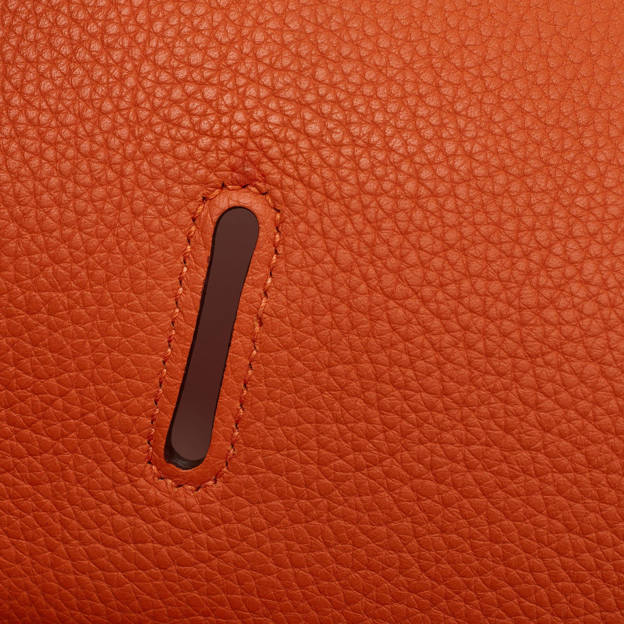Hermès Orange Togo Leather Palladium Finish Jypsiere 37 Bag For Sale 13