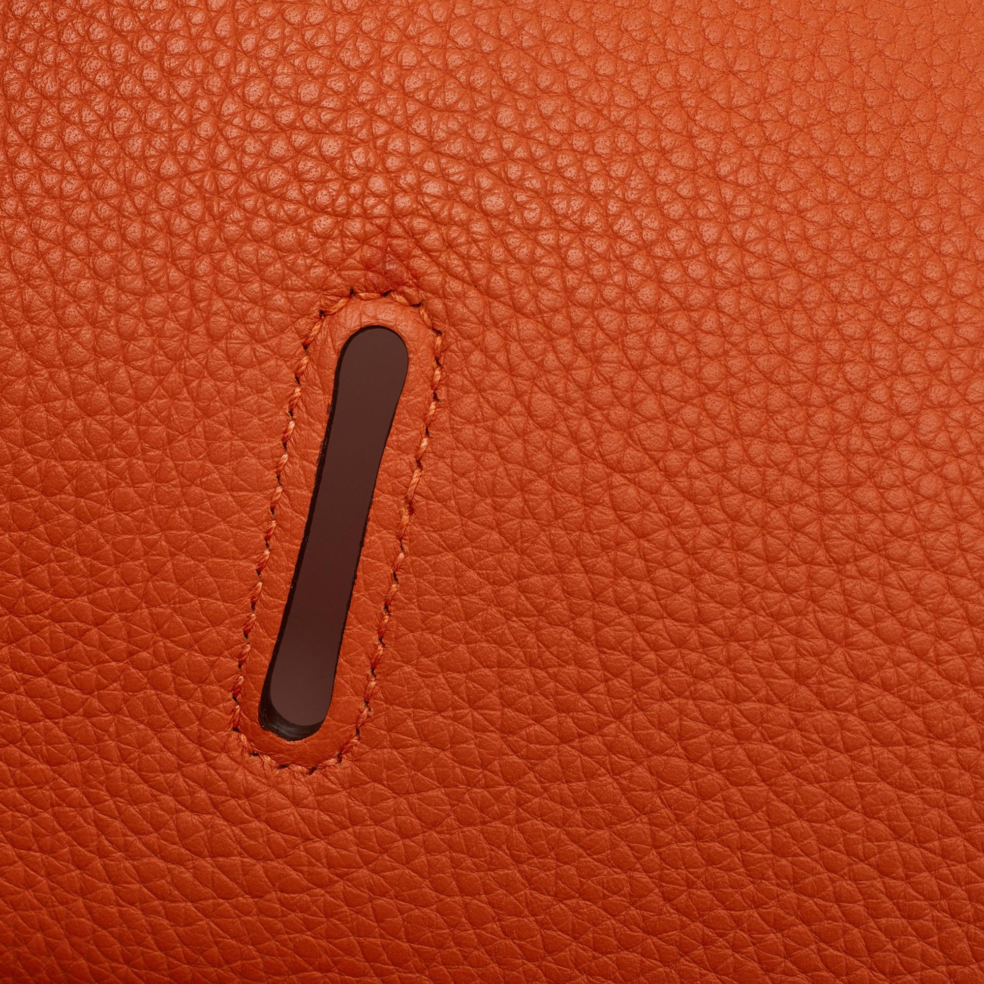 Hermès Orange Togo Leather Palladium Finish Jypsiere 37 Bag For Sale 15