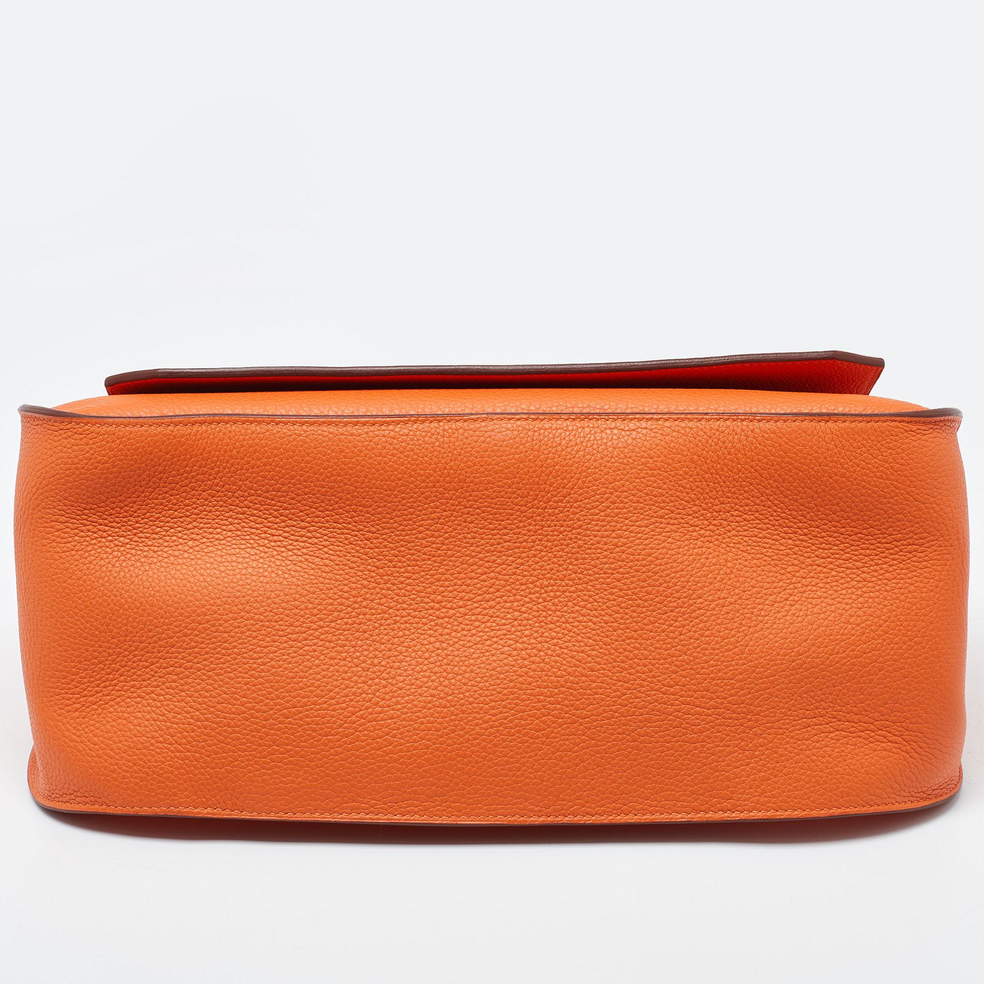 Hermès Orange Togo Leather Palladium Finish Jypsiere 37 Bag For Sale 1