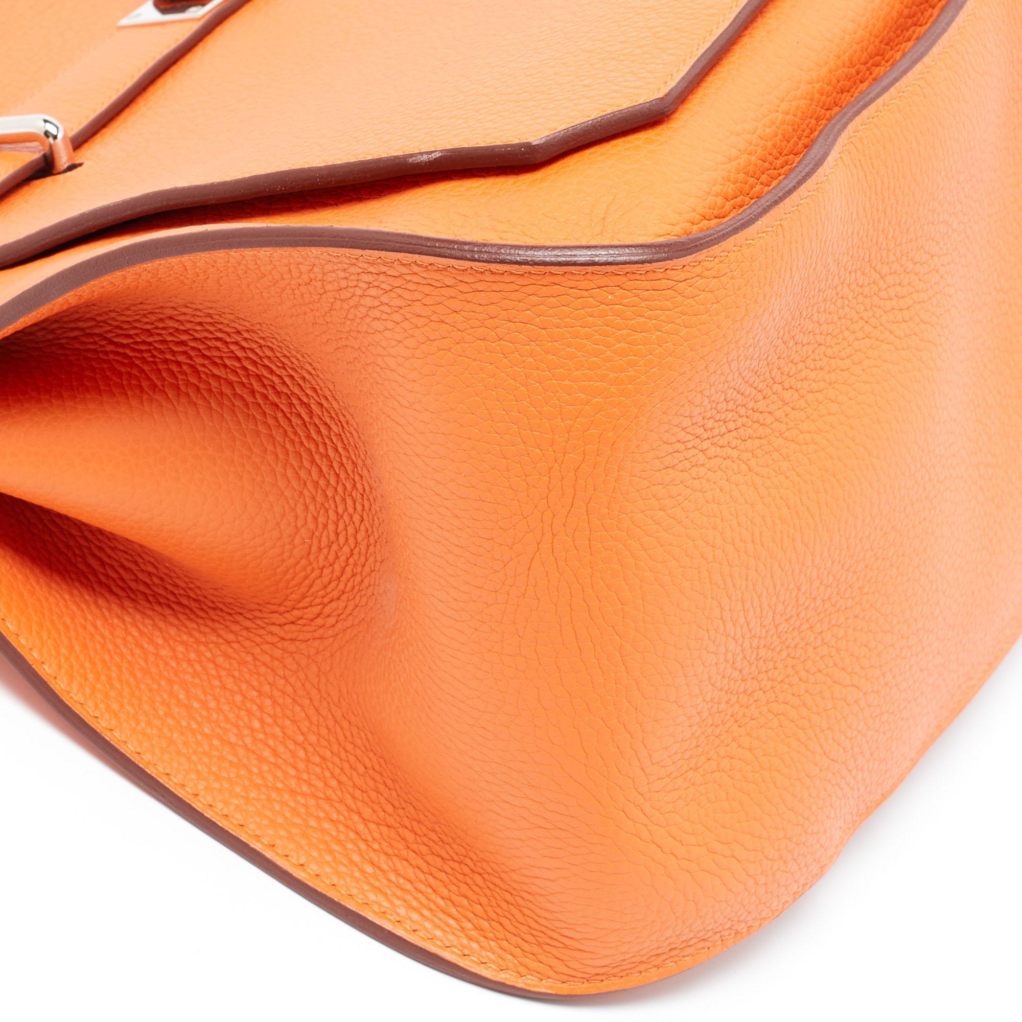 Hermès Orange Togo Cuir Palladium Finish Jypsiere 37 Sac en vente 2