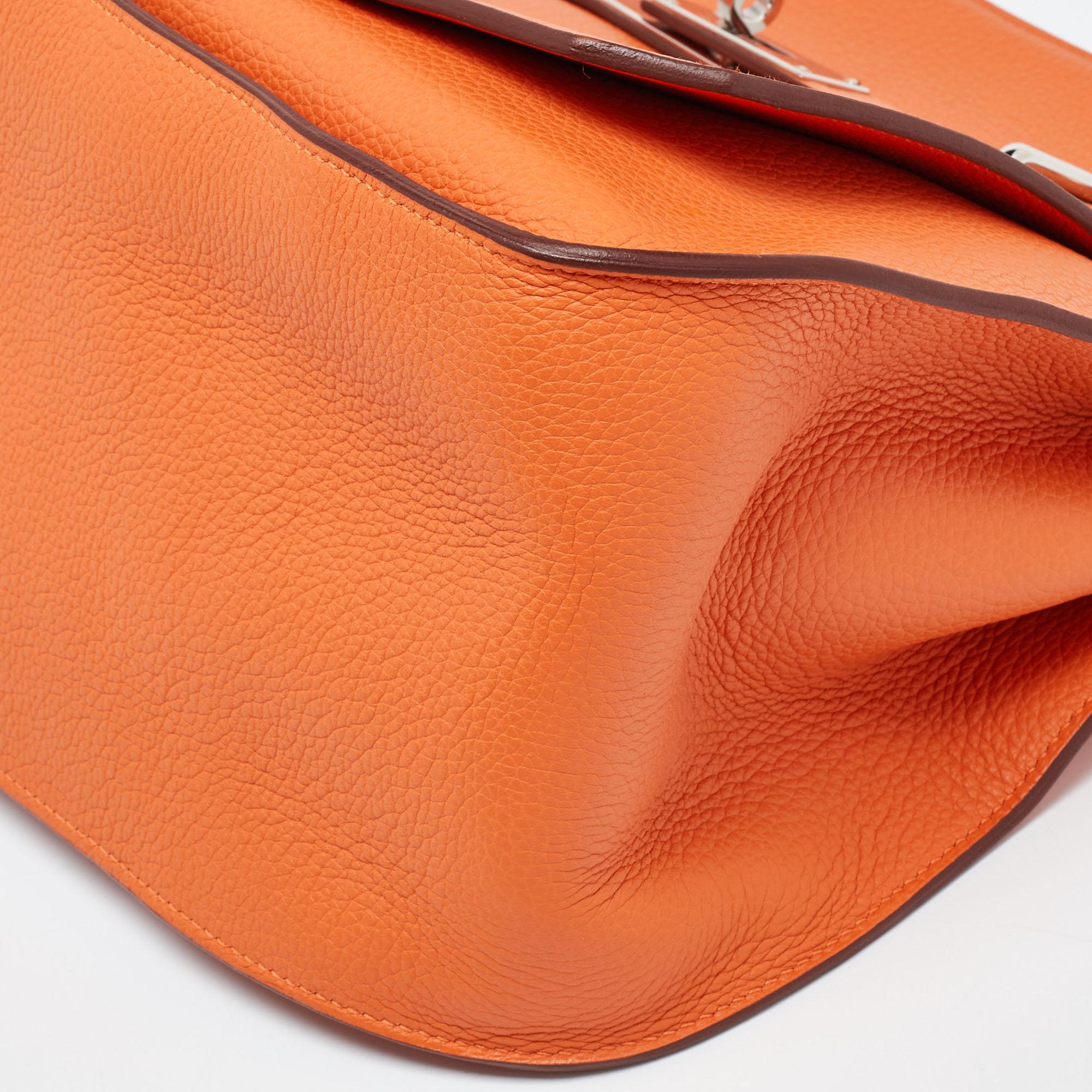 Hermès Orange Togo Leather Palladium Finish Jypsiere 37 Bag For Sale 3