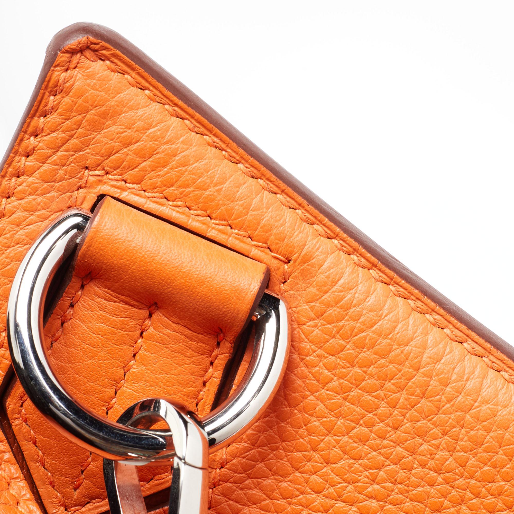 Hermès Orange Togo Leather Palladium Finish Jypsiere 37 Bag For Sale 4