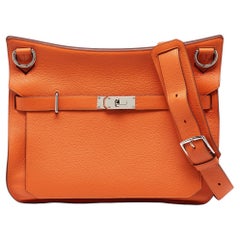 Hermès Orange Togo Leather Palladium Finish Jypsiere 37 Bag
