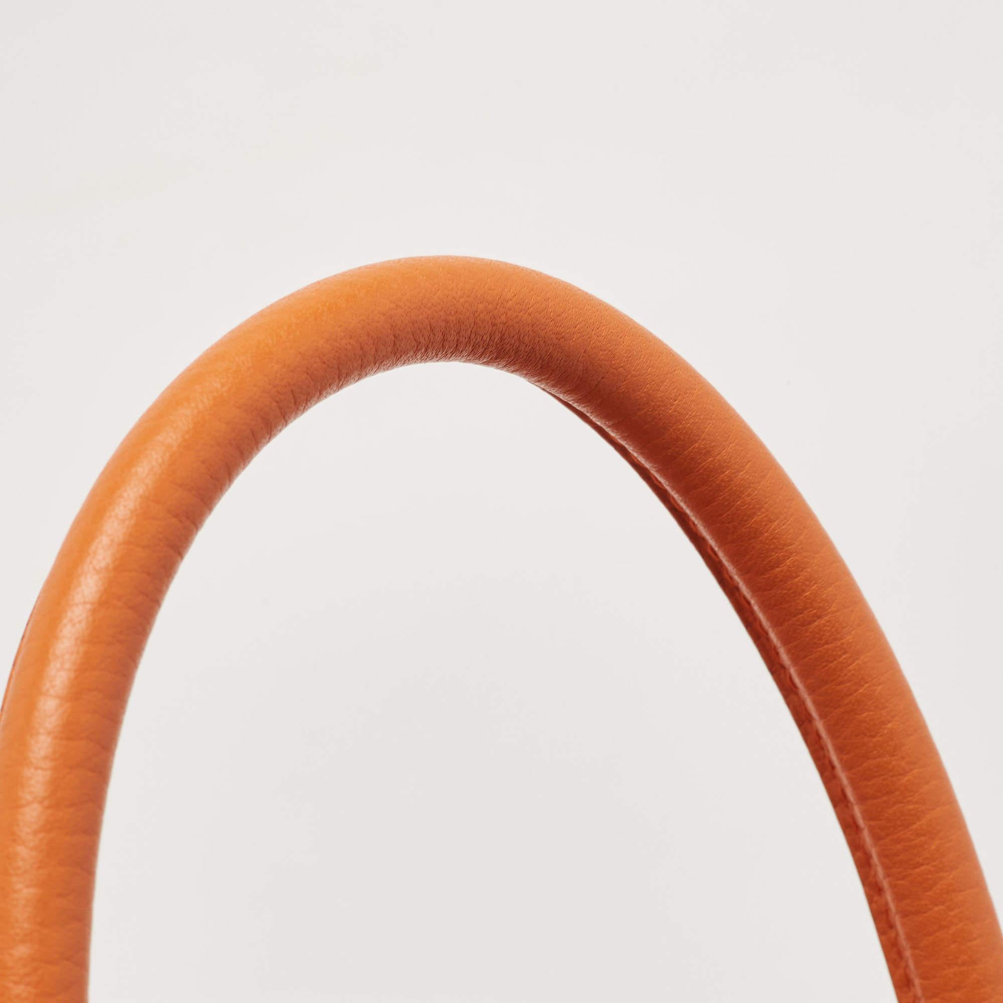 Hermès Orange Togo Leather Palladium Finish Lindy 34 Bag For Sale 6
