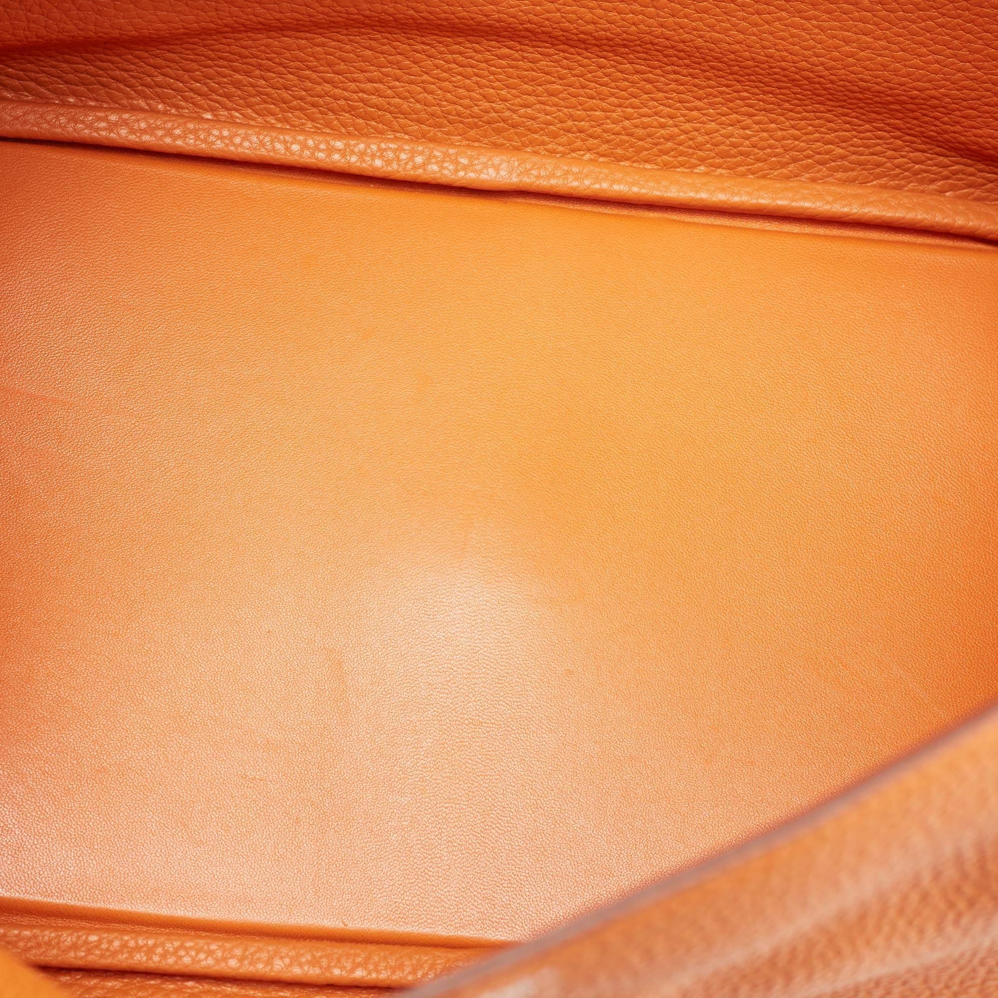 Hermès Orange Togo Leather Palladium Finish Lindy 34 Bag For Sale 10