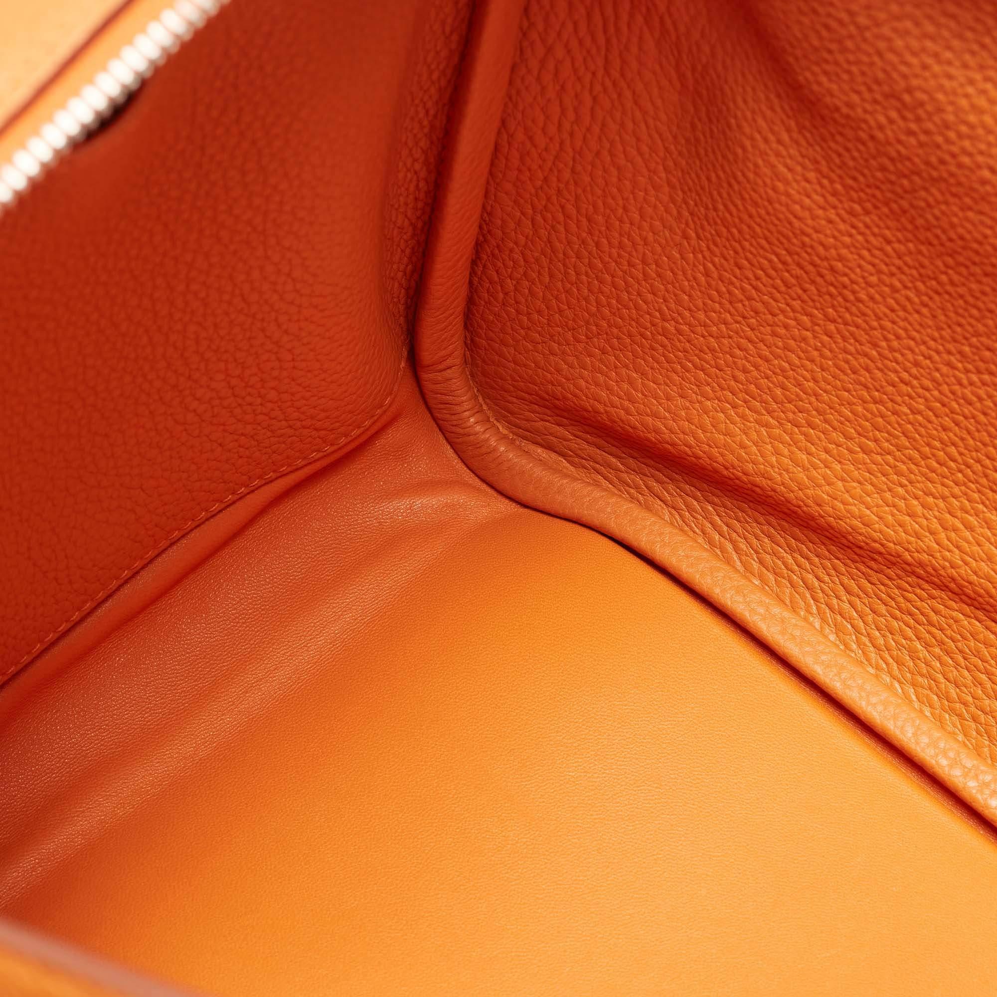 Hermès Orange Togo Leather Palladium Finish Lindy 34 Bag For Sale 11