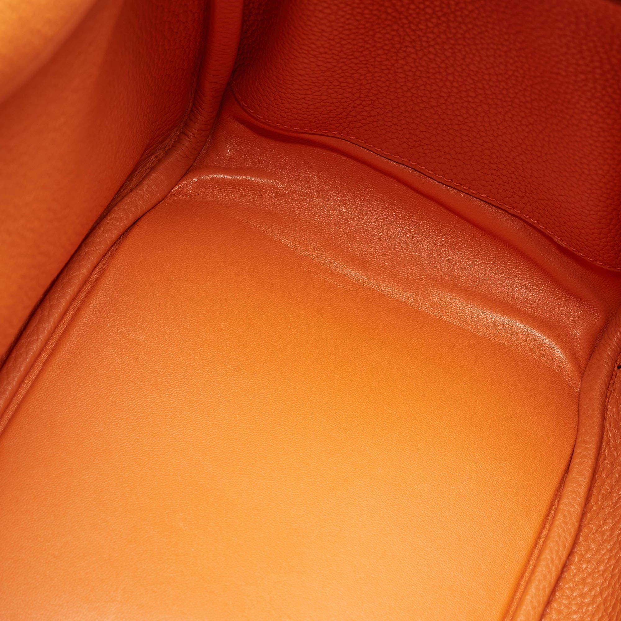 Hermès Orange Togo Leather Palladium Finish Lindy 34 Bag 12