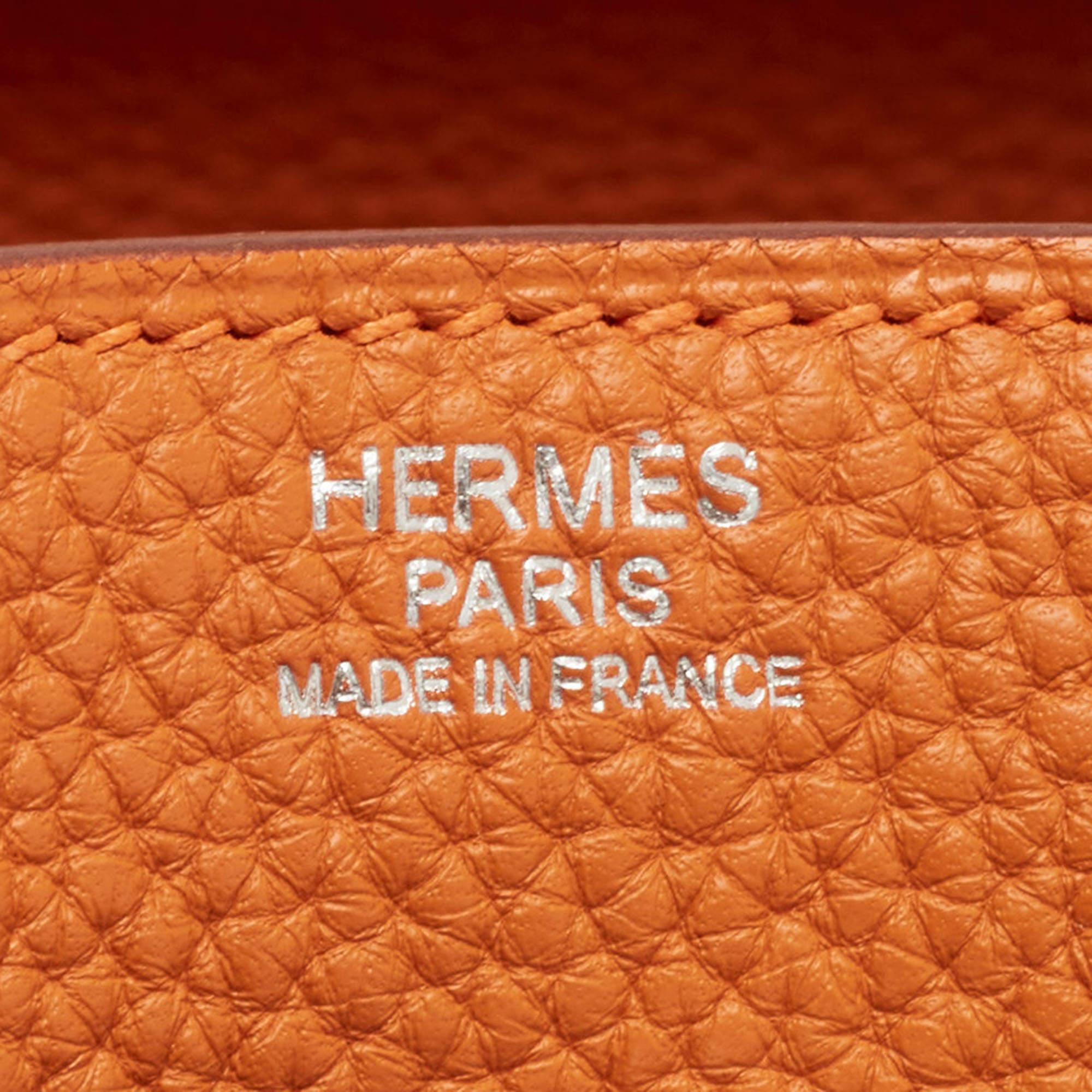 Hermès Orange Togo Leather Palladium Finish Lindy 34 Bag For Sale 13
