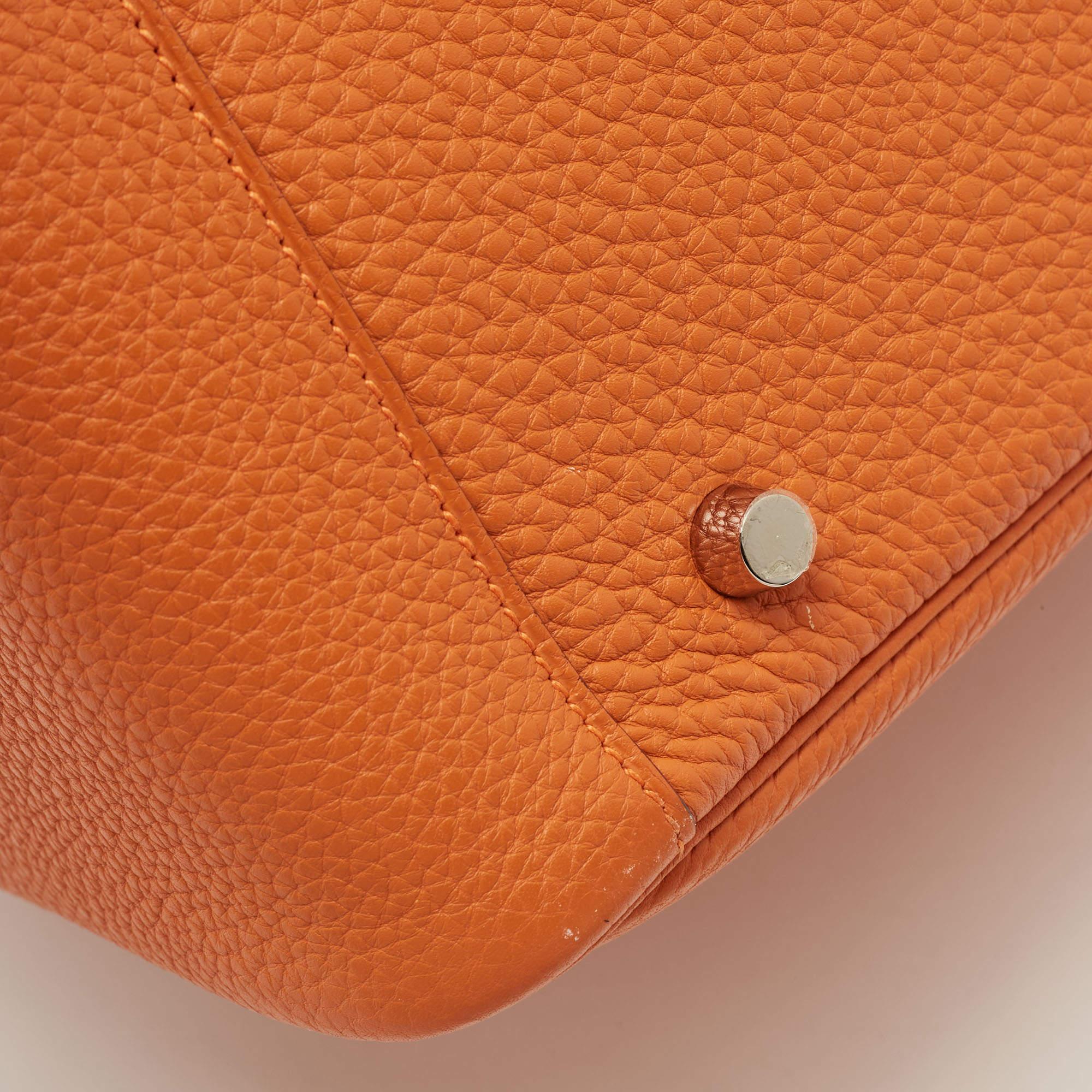 Hermès Orange Togo Leather Palladium Finish Lindy 34 Bag For Sale 1