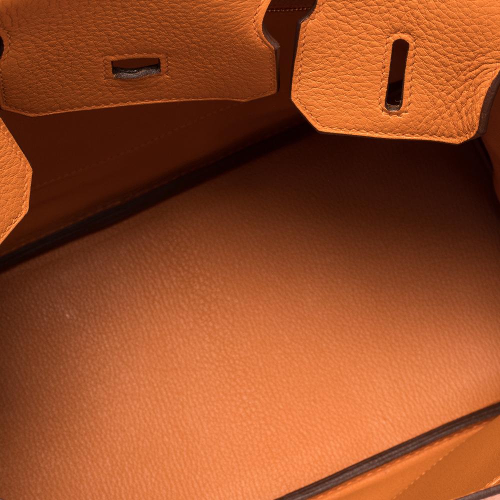 Hermes Orange Togo Leather Palladium Hardware Birkin 30 Bag 6