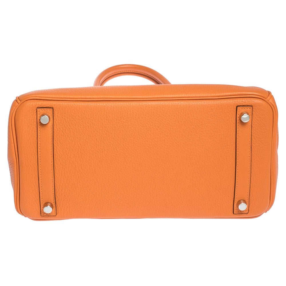 Hermes Orange Togo Leather Palladium Hardware Birkin 30 Bag 7