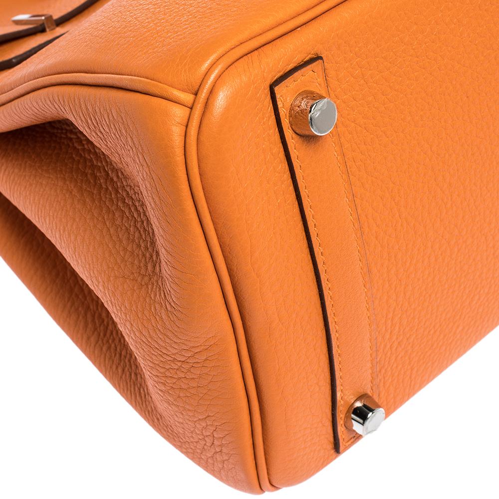 Hermes Orange Togo Leather Palladium Hardware Birkin 30 Bag 8