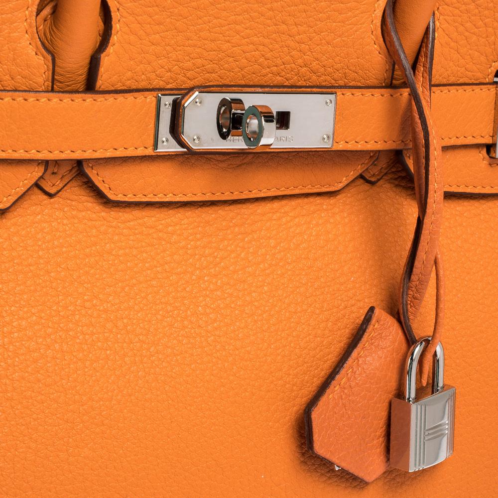Hermes Orange Togo Leather Palladium Hardware Birkin 30 Bag 1