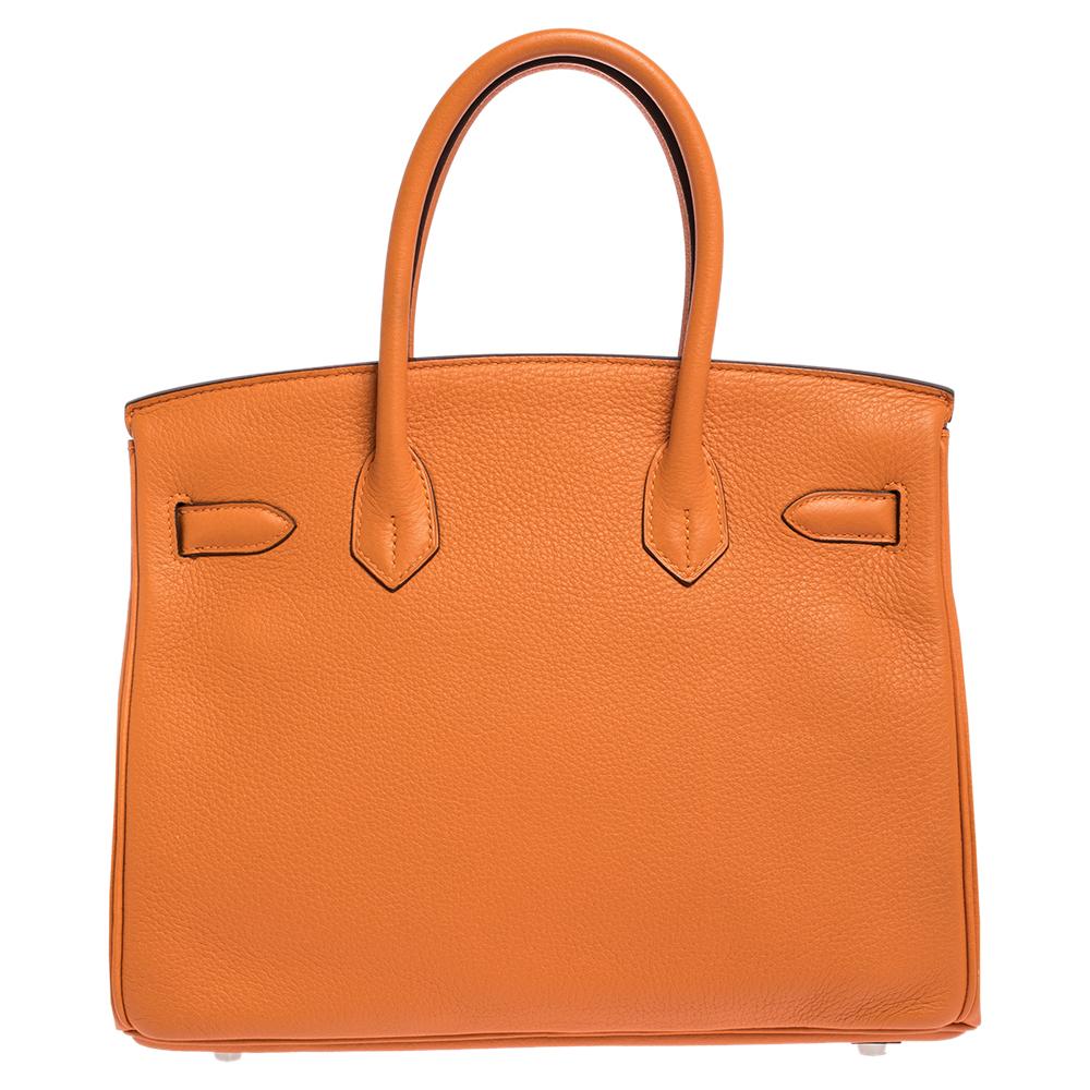 Hermes Orange Togo Leather Palladium Hardware Birkin 30 Bag 2