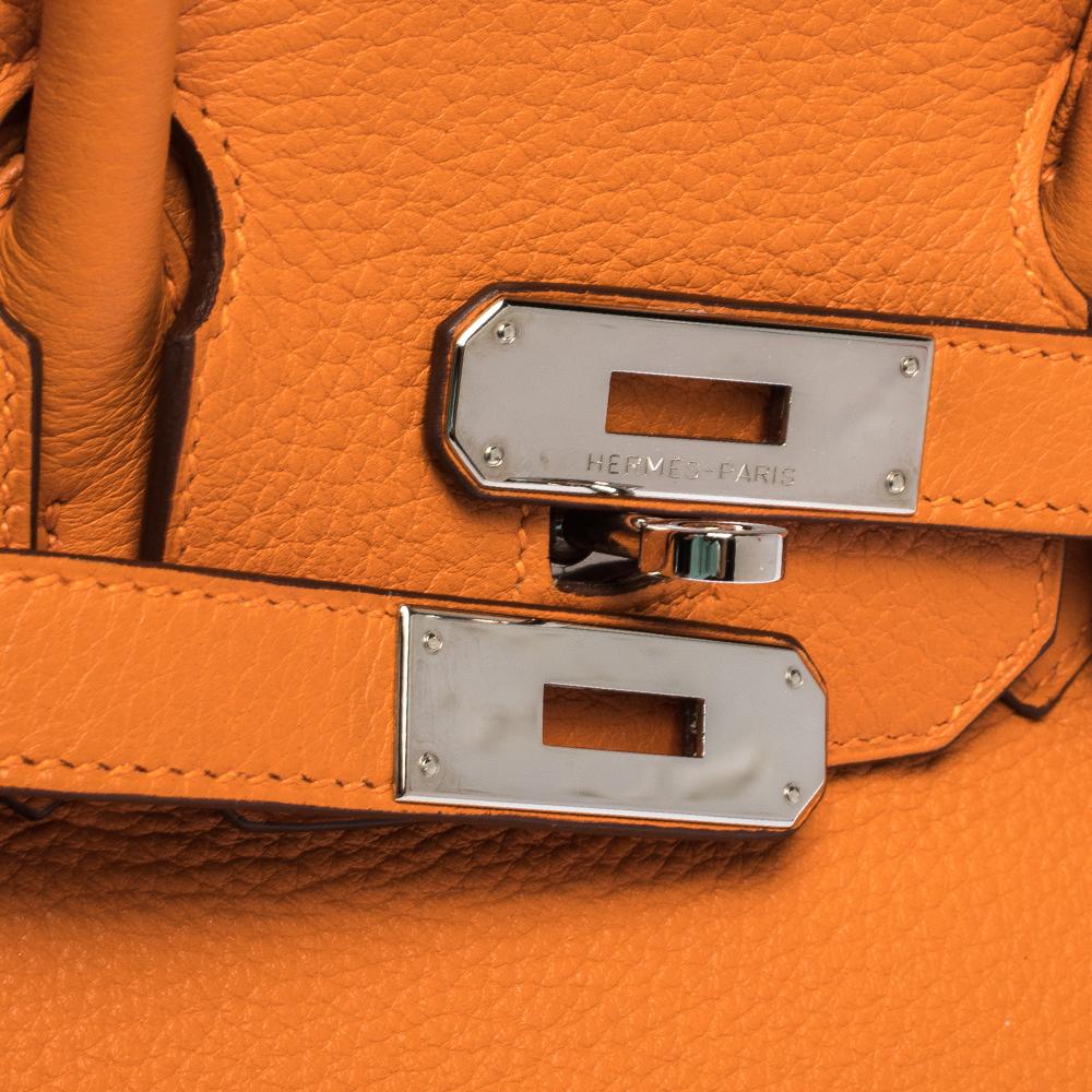 Hermes Orange Togo Leather Palladium Hardware Birkin 30 Bag 3