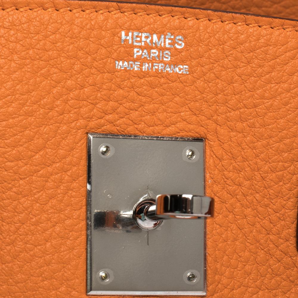 Hermes Orange Togo Leather Palladium Hardware Birkin 30 Bag 5
