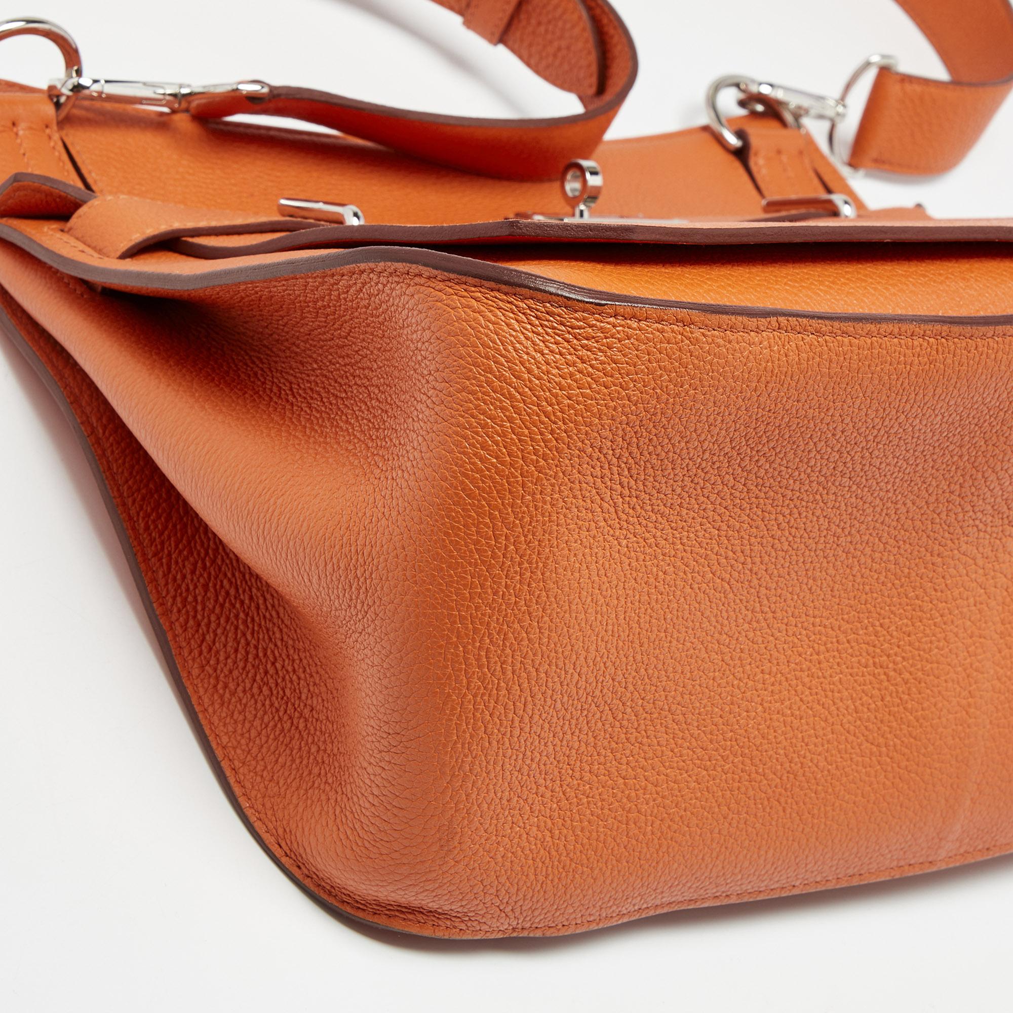 Women's Hermes Orange Togo Leather Palladium Hardware Jypsiere 34 Bag