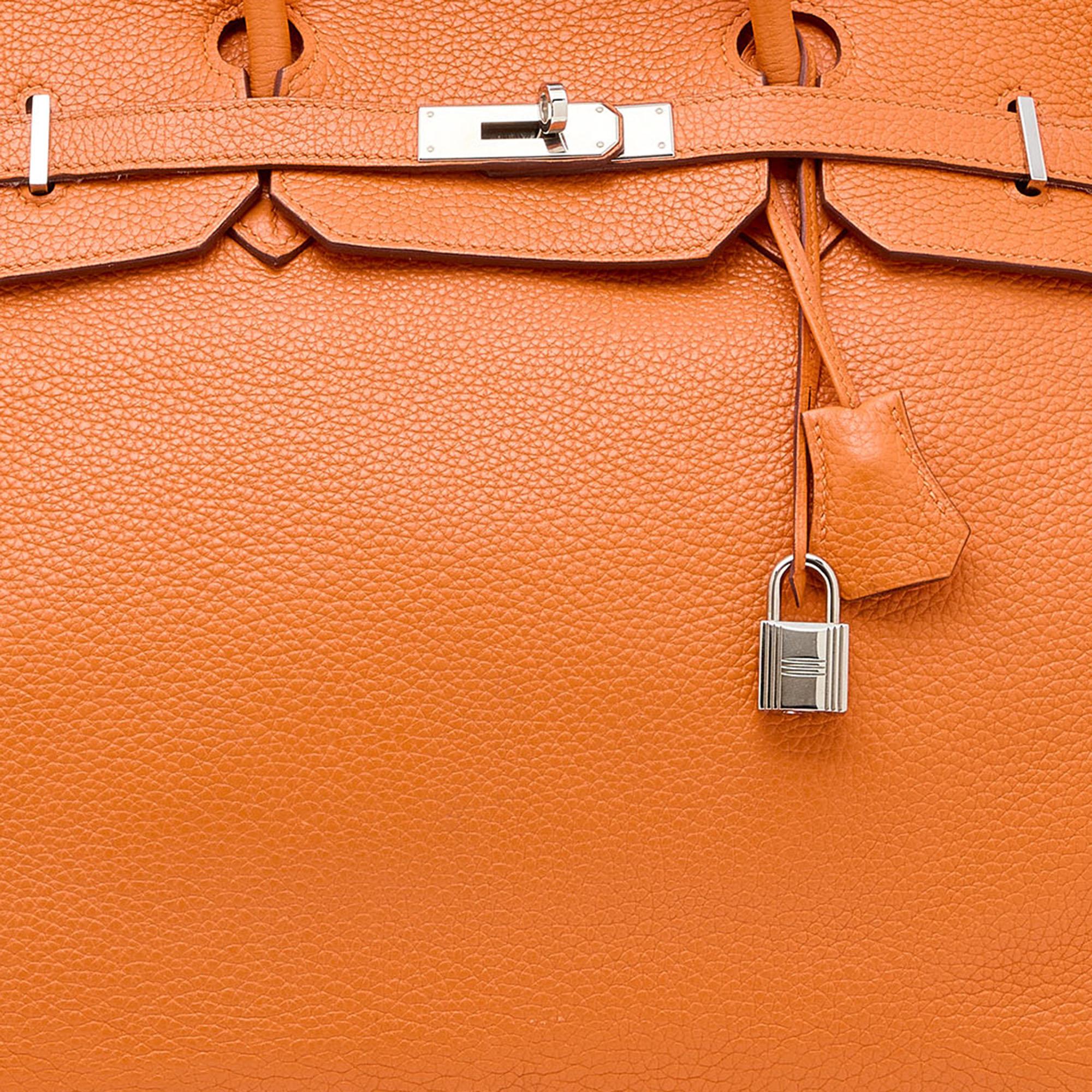 Hermès Orange Togo Leather Palladium Plated Birkin 40 Bag 7